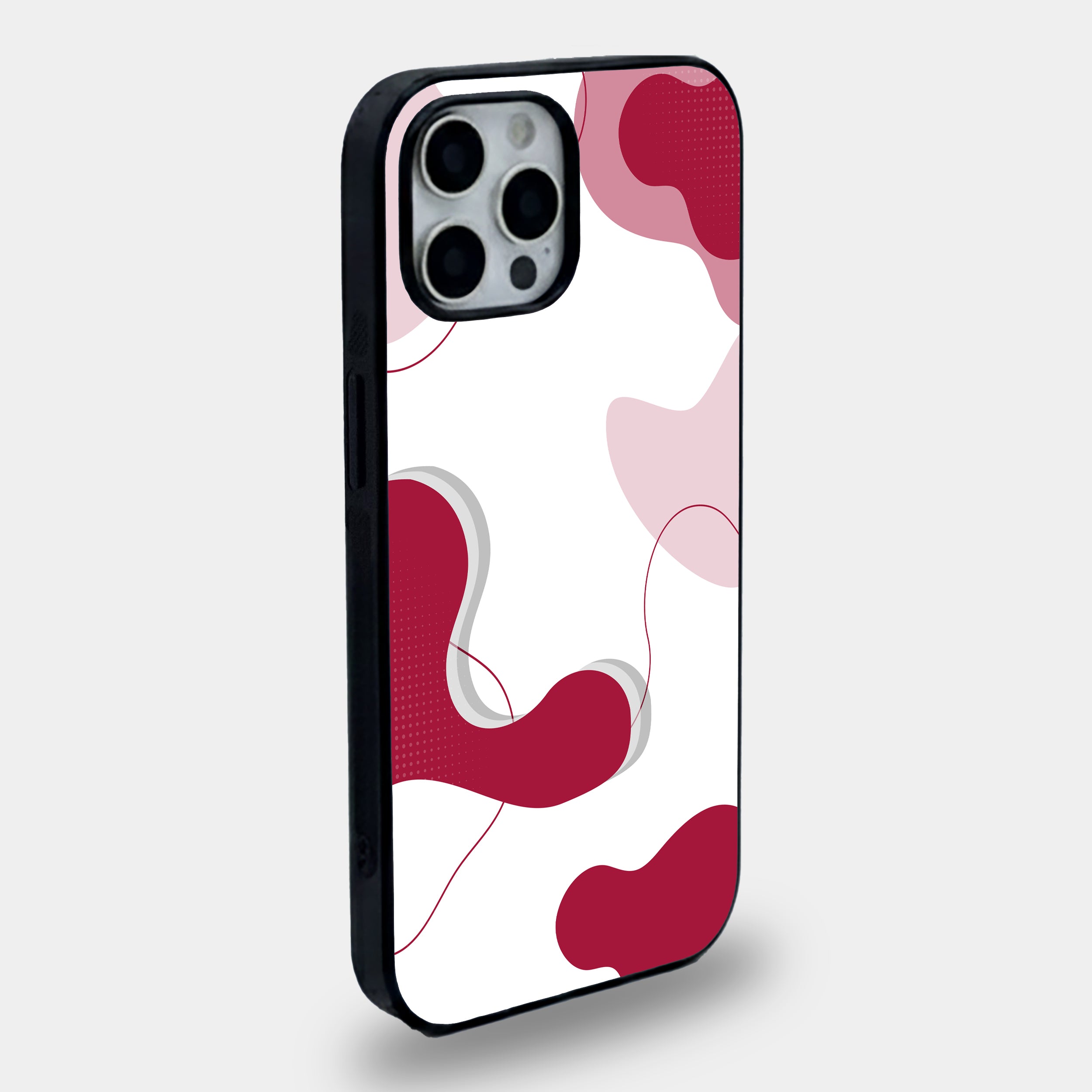 Premium Burgundy & Rose Matte Abstract Fluidity | Premium Glass iPhone Mobile Cover Case