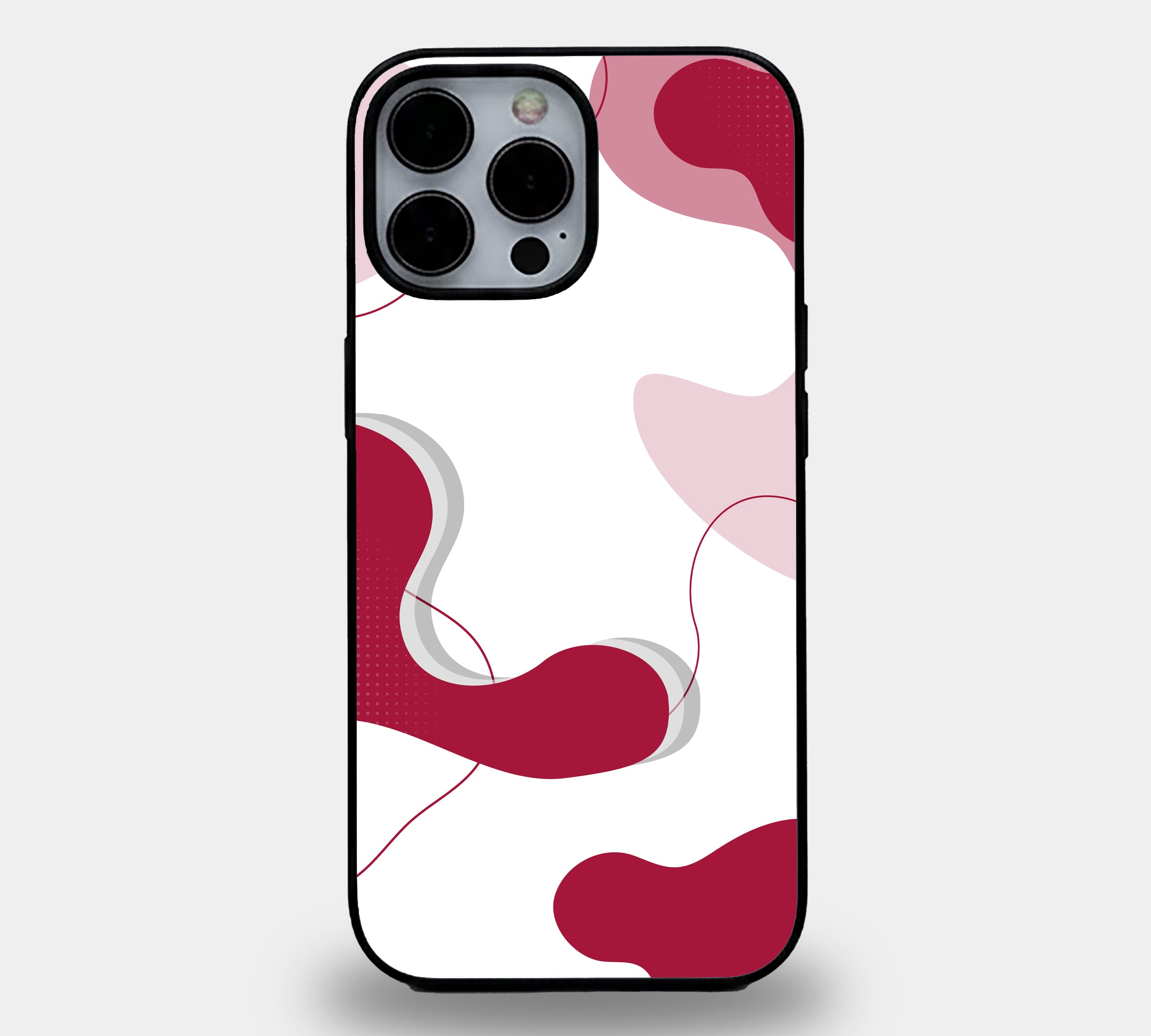 Premium Burgundy & Rose Matte Abstract Fluidity | Premium Glass iPhone Mobile Cover Case