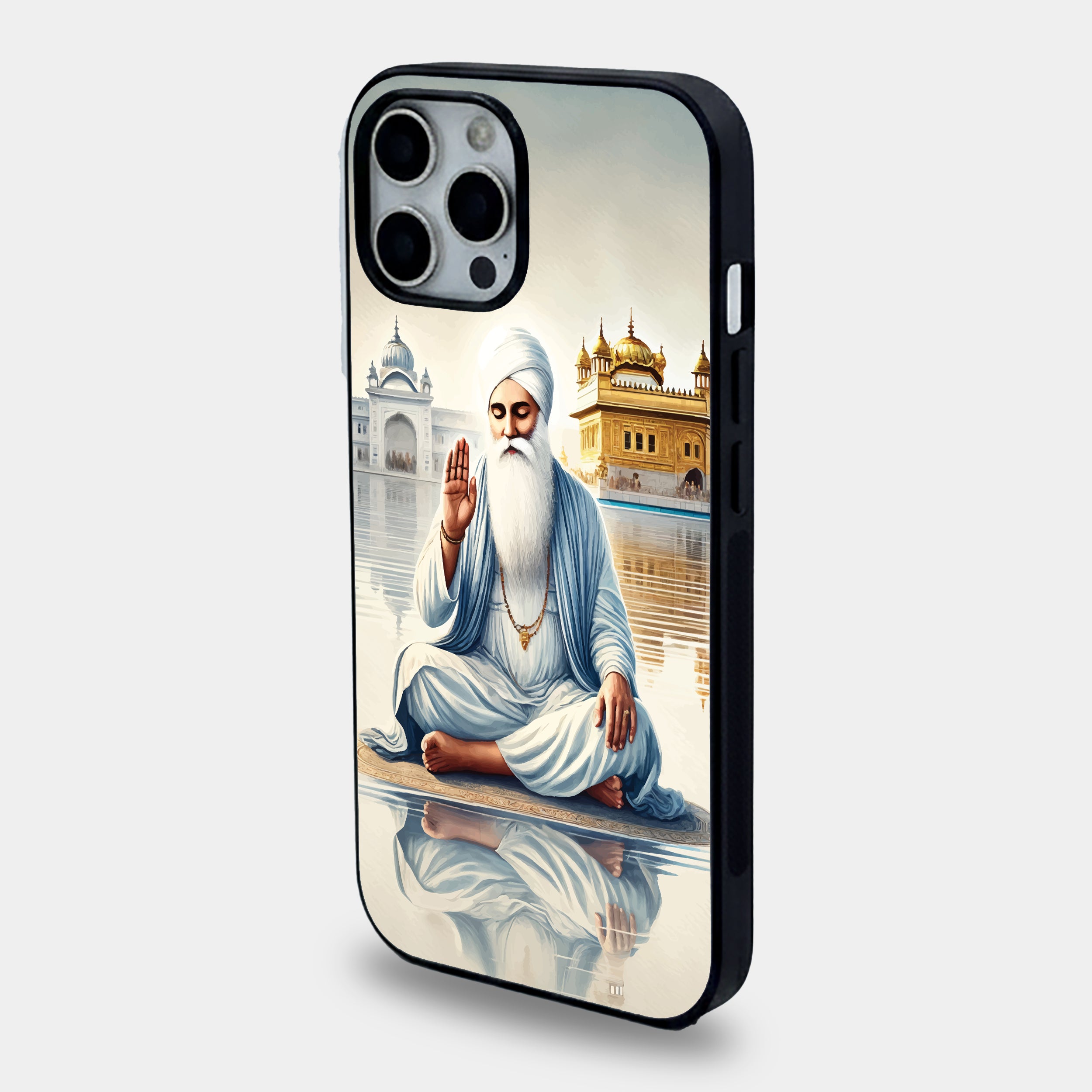 Guru Nanak Dev Ji – Golden Temple Spiritual | Premium Glass iPhone & Samsung Mobile Cover Case