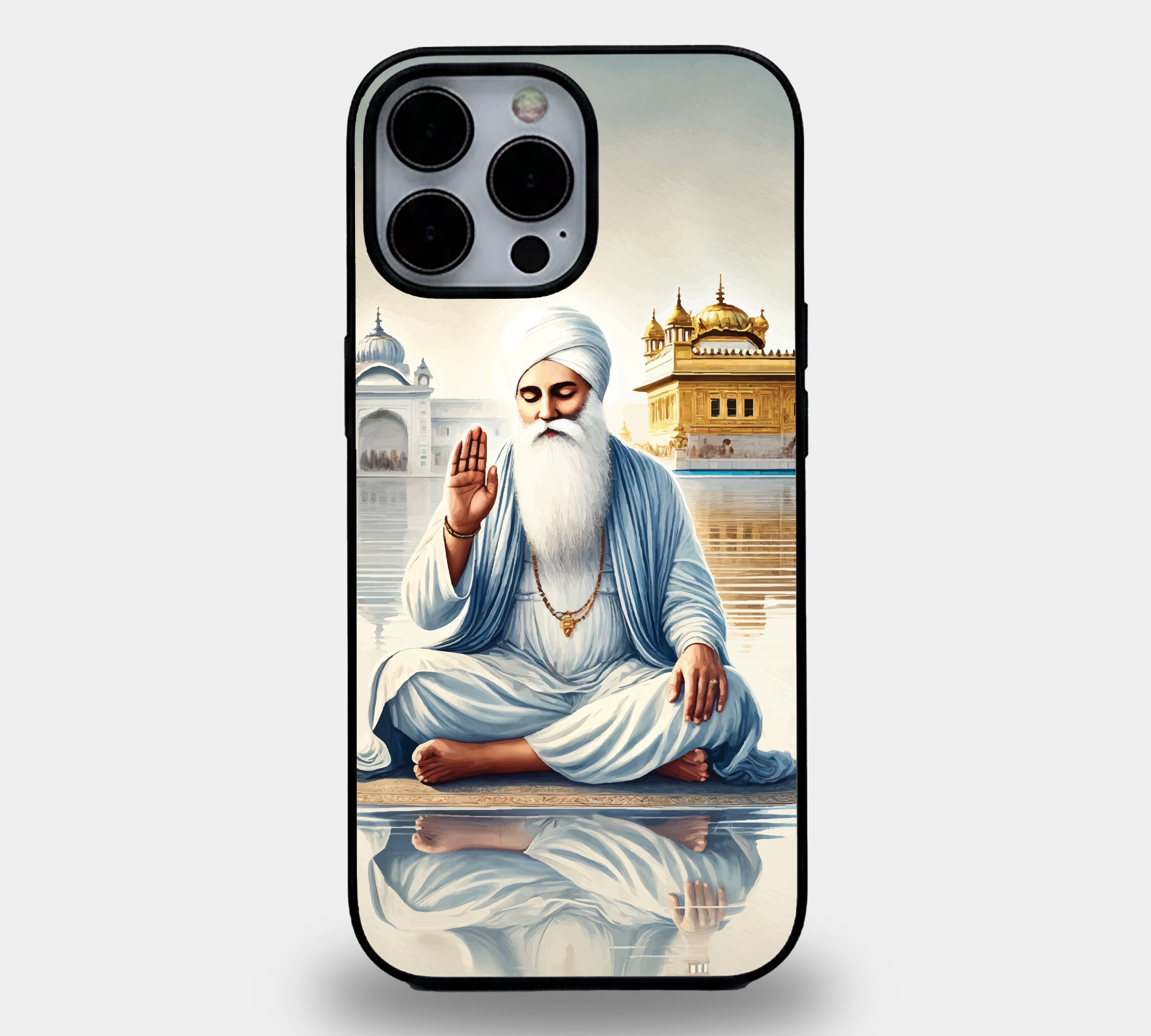 Guru Nanak Dev Ji – Golden Temple Spiritual | Premium Glass iPhone Mobile Cover Case