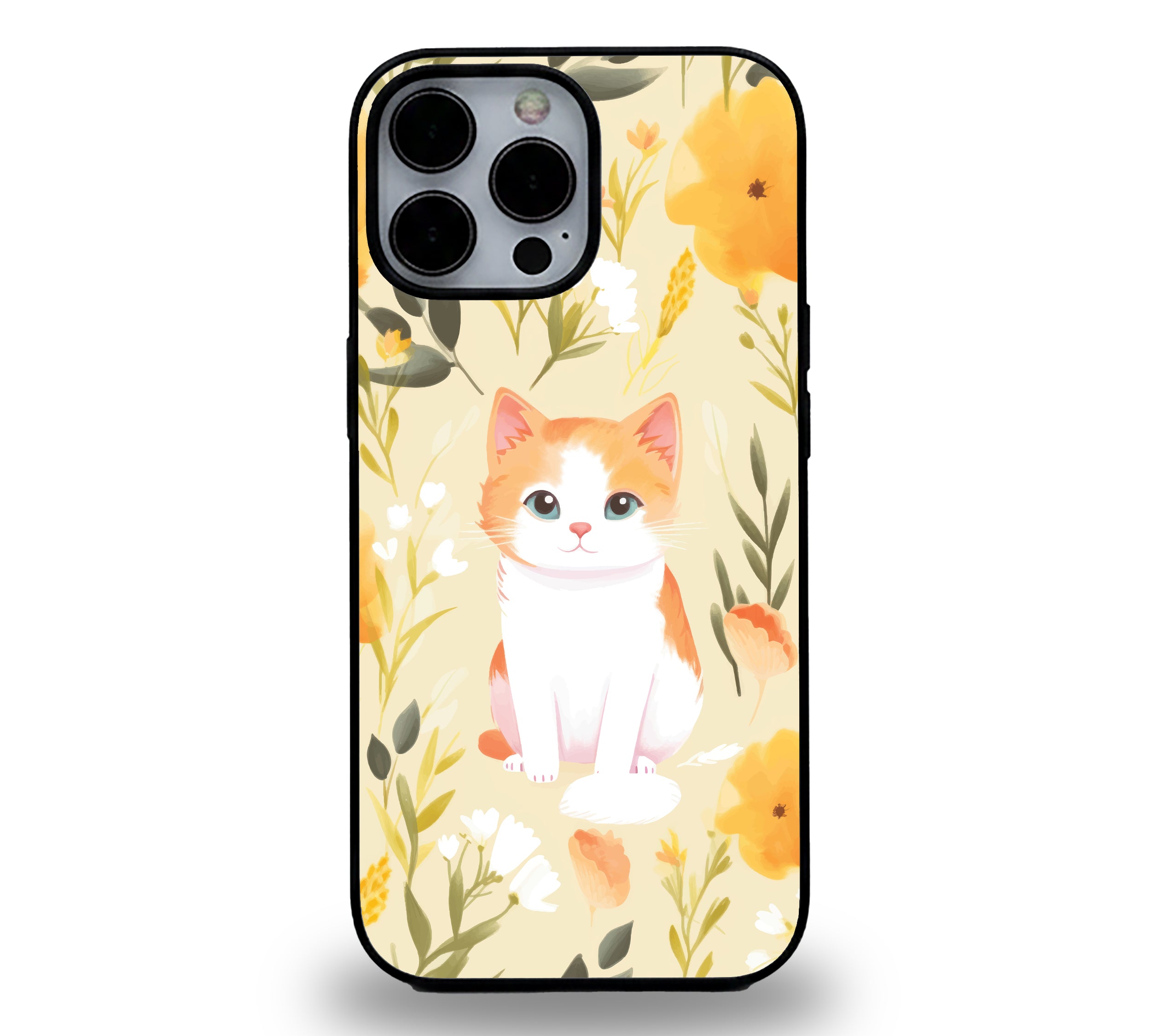 Golden Meadow Ginger Kitty | Premium Glass iPhone Mobile Cover Case