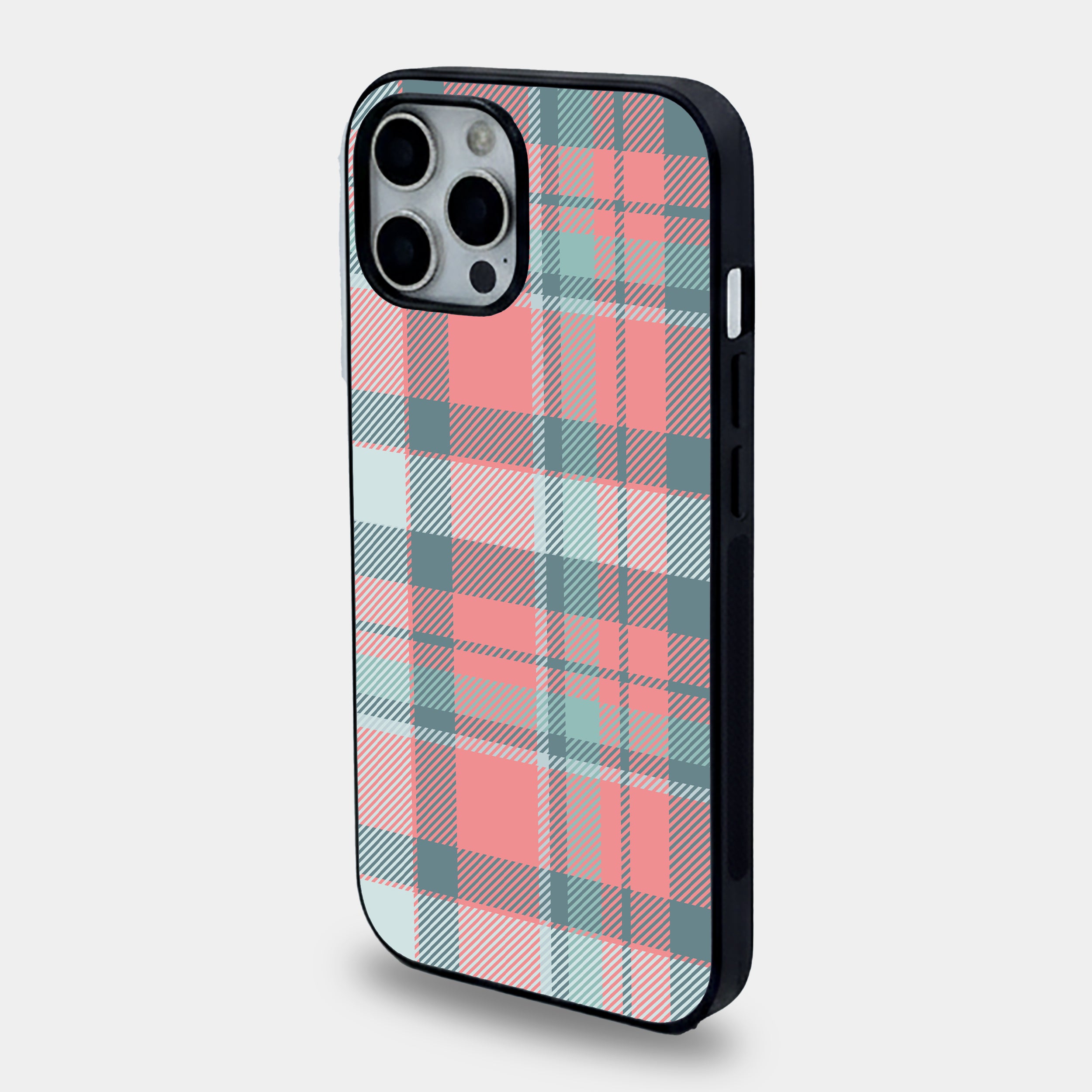 Vibrant Pink Teal Plaid | Premium Glass iPhone & Samsung Mobile Cover Case