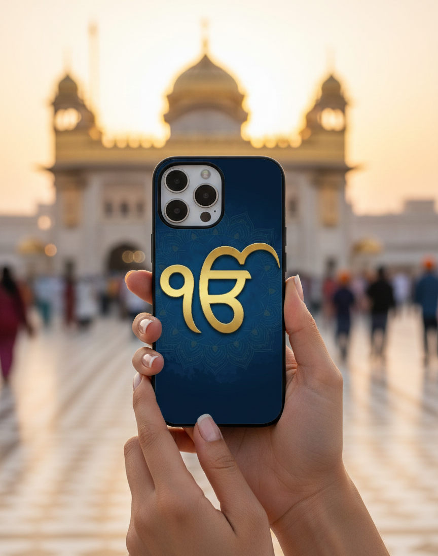 Gold Ik Onkar Mandala | Premium Glass iPhone Mobile Cover Case