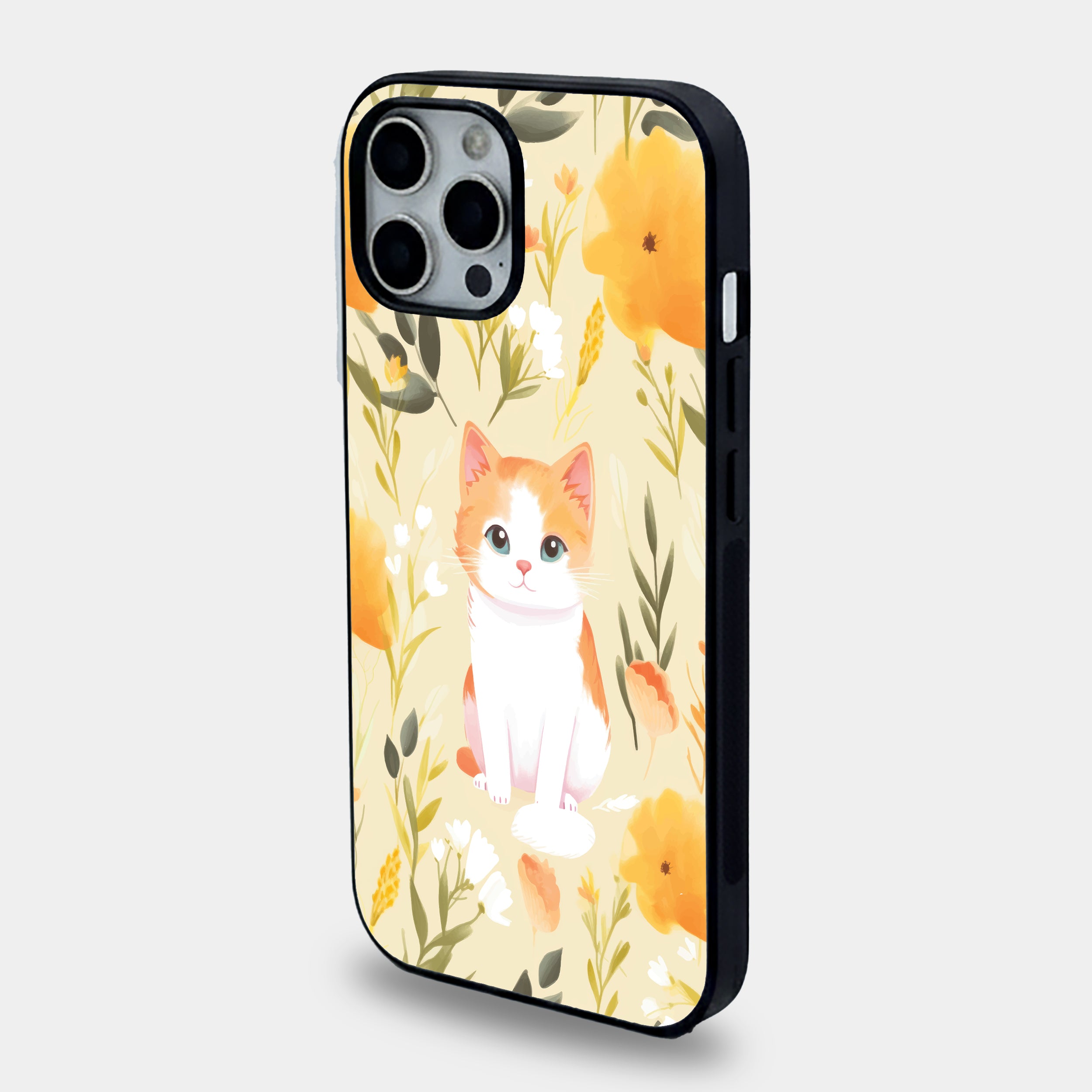 Golden Meadow Ginger Kitty | Premium Glass iPhone Mobile Cover Case