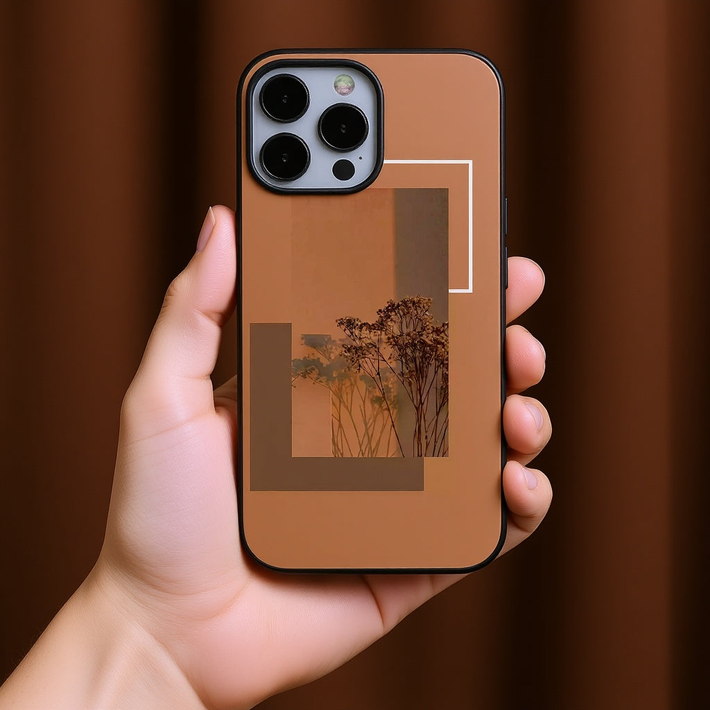 Earth Tone Floral Abstract  – Minimalist Aesthetic | Premium Glass iPhone & Samsung Mobile Cover Case