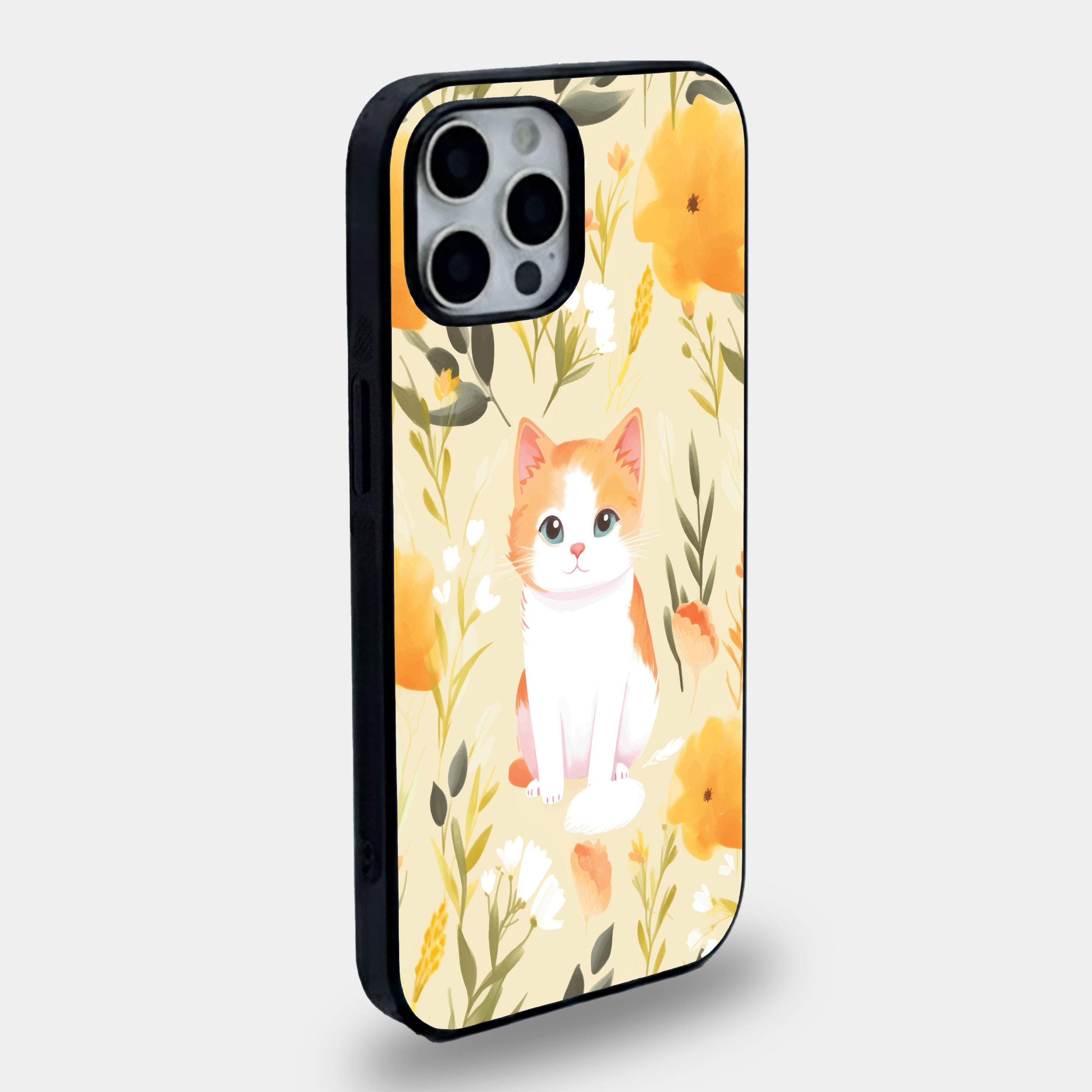Golden Meadow Ginger Kitty | Premium Glass iPhone Mobile Cover Case