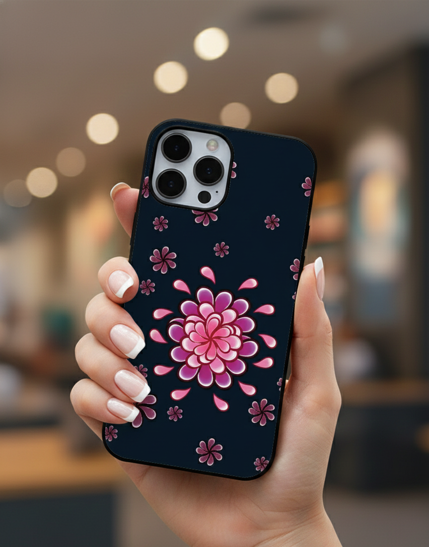 Pink Floral Mandala Pattern | Premium Glass iPhone Mobile Cover Case
