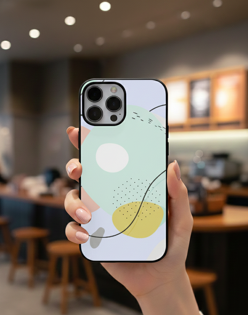 Abstract Pastel Organic Shapes | Premium Glass iPhone Mobile Cover Case