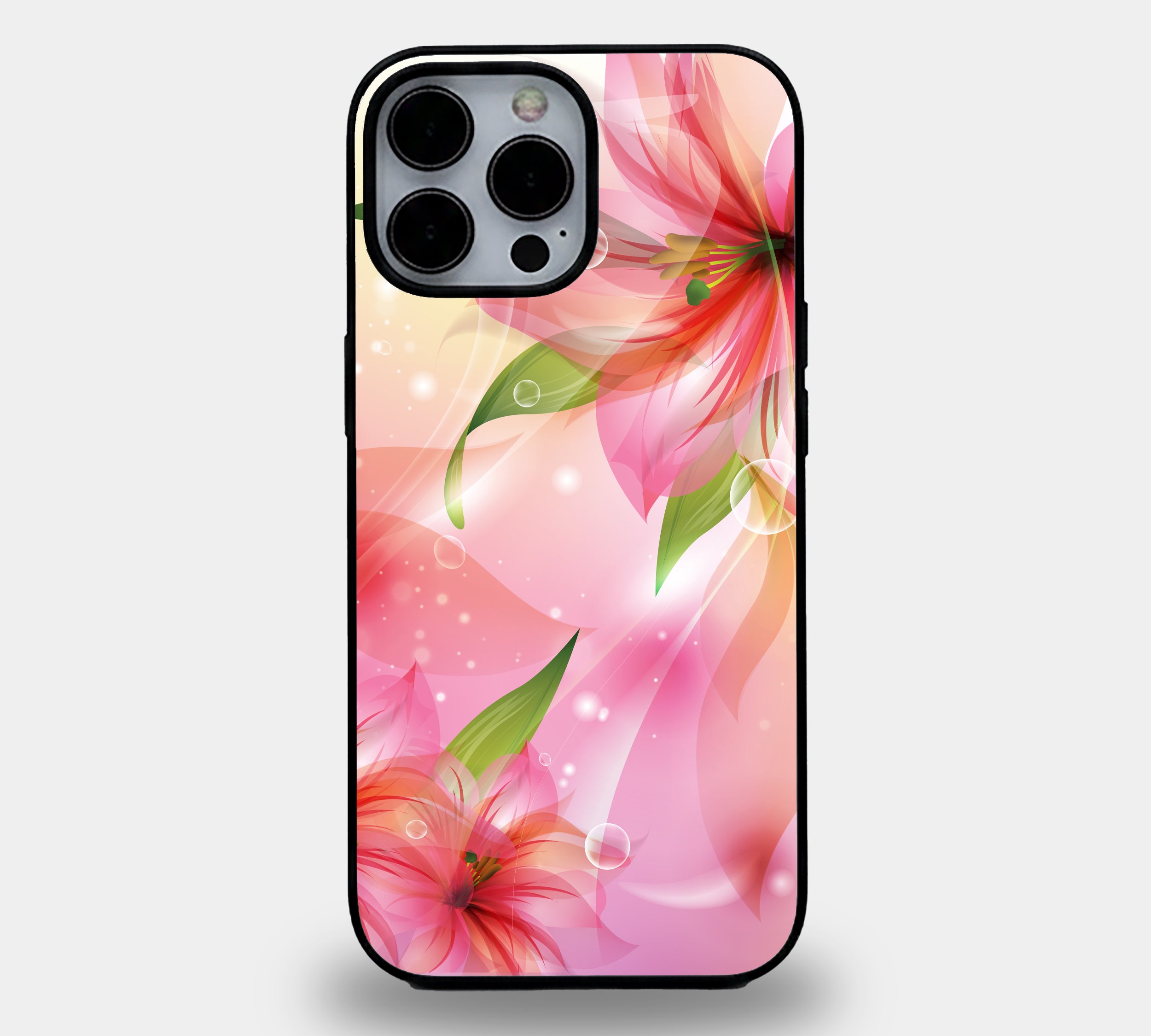 Ethereal Pink Floral Lily | Premium Glass iPhone Mobile Cover Case