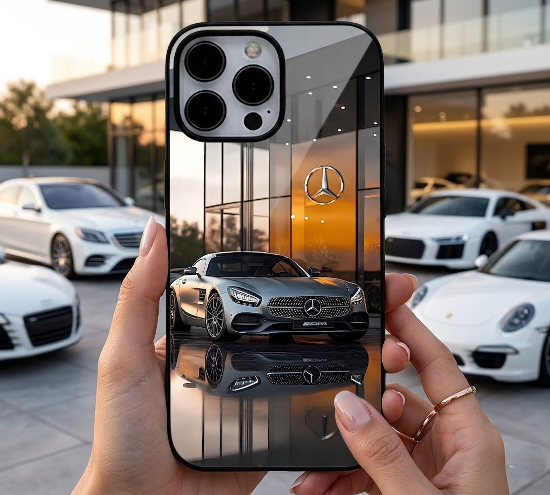 Silver Mercedes Showroom Reflection Case
