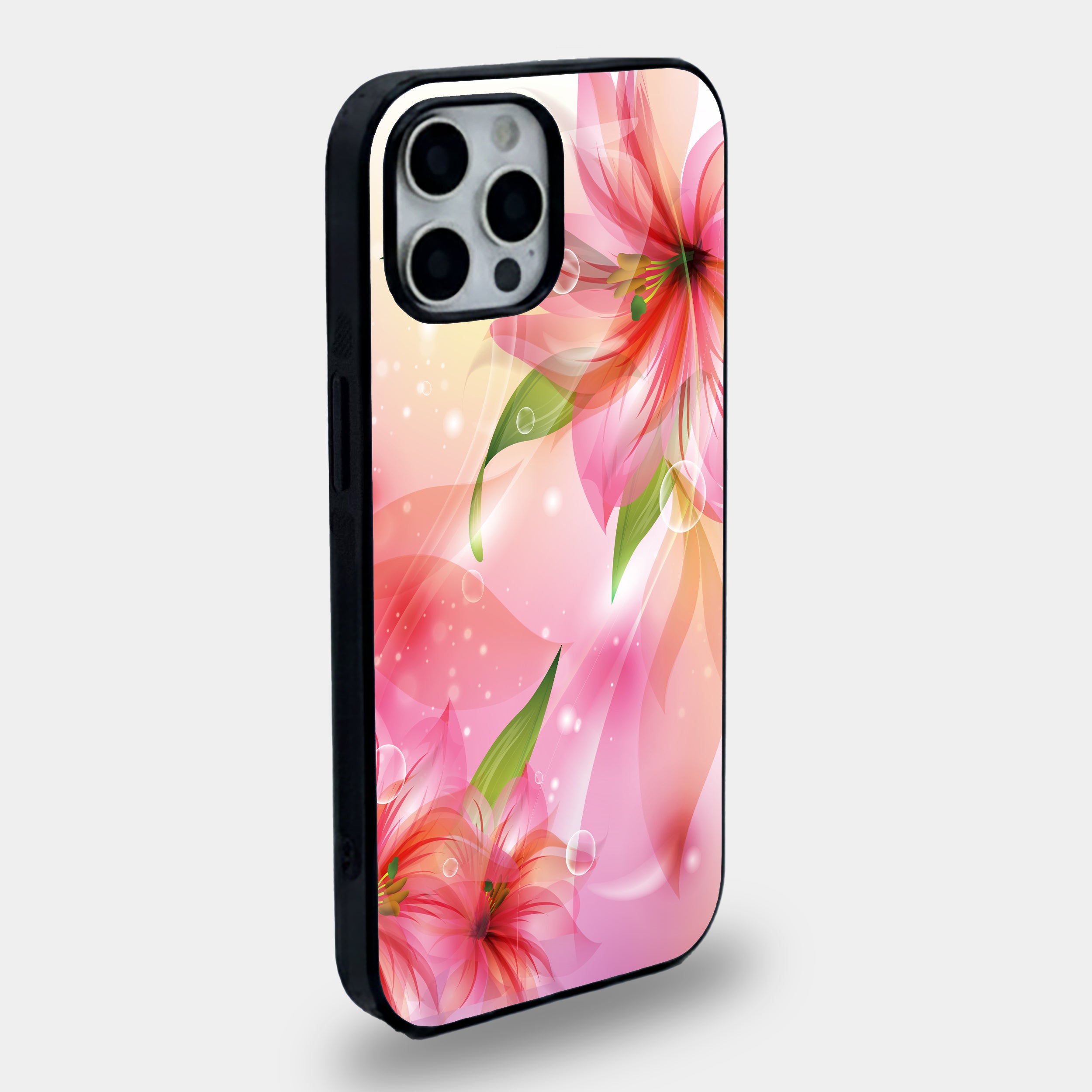 Ethereal Pink Floral Lily | Premium Glass iPhone & Samsung Mobile Cover Case