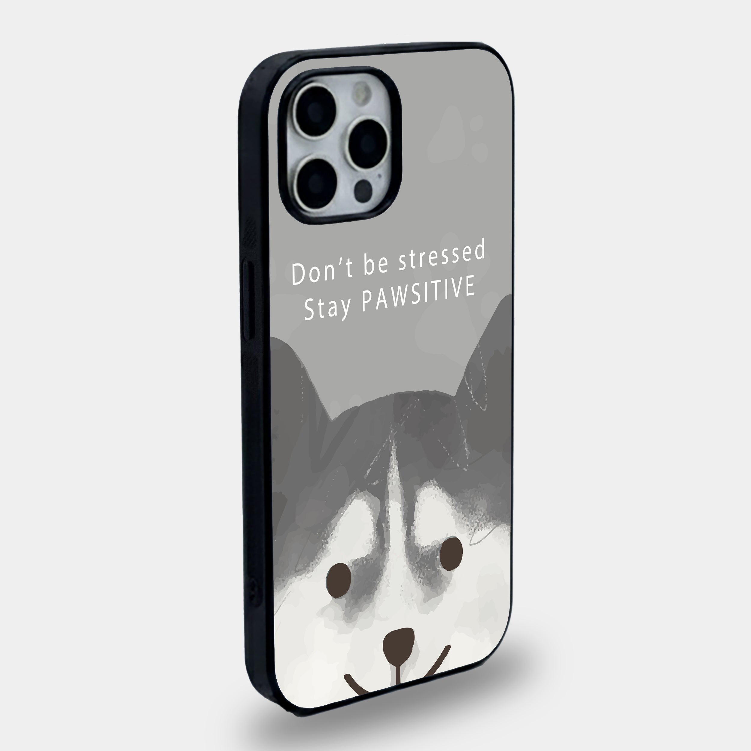 Monochrome Husky Smile | Premium Glass iPhone Mobile Cover Case