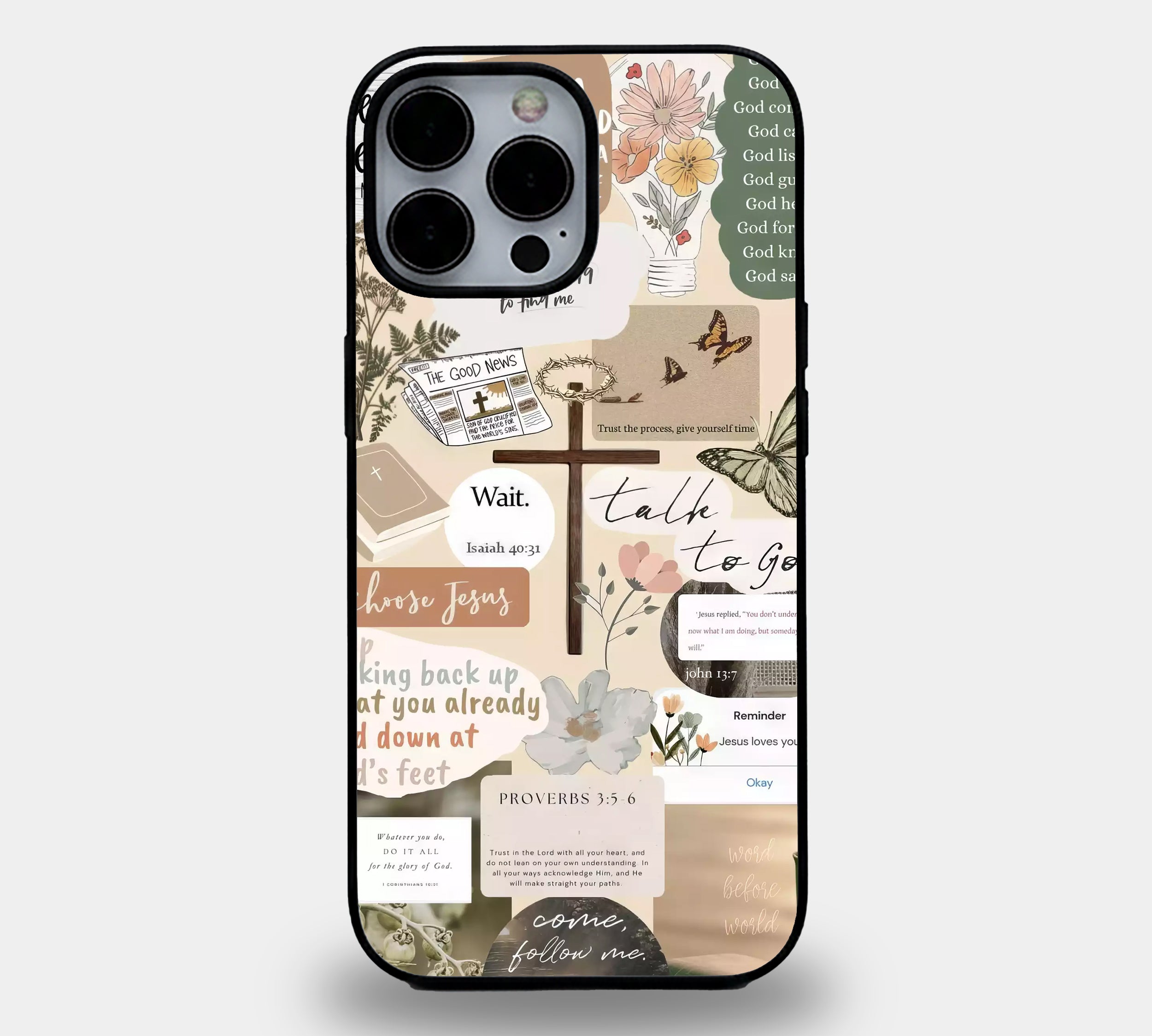 Faith & Florals Scrapbook | Premium Glass iPhone & Samsung Mobile Cover Case