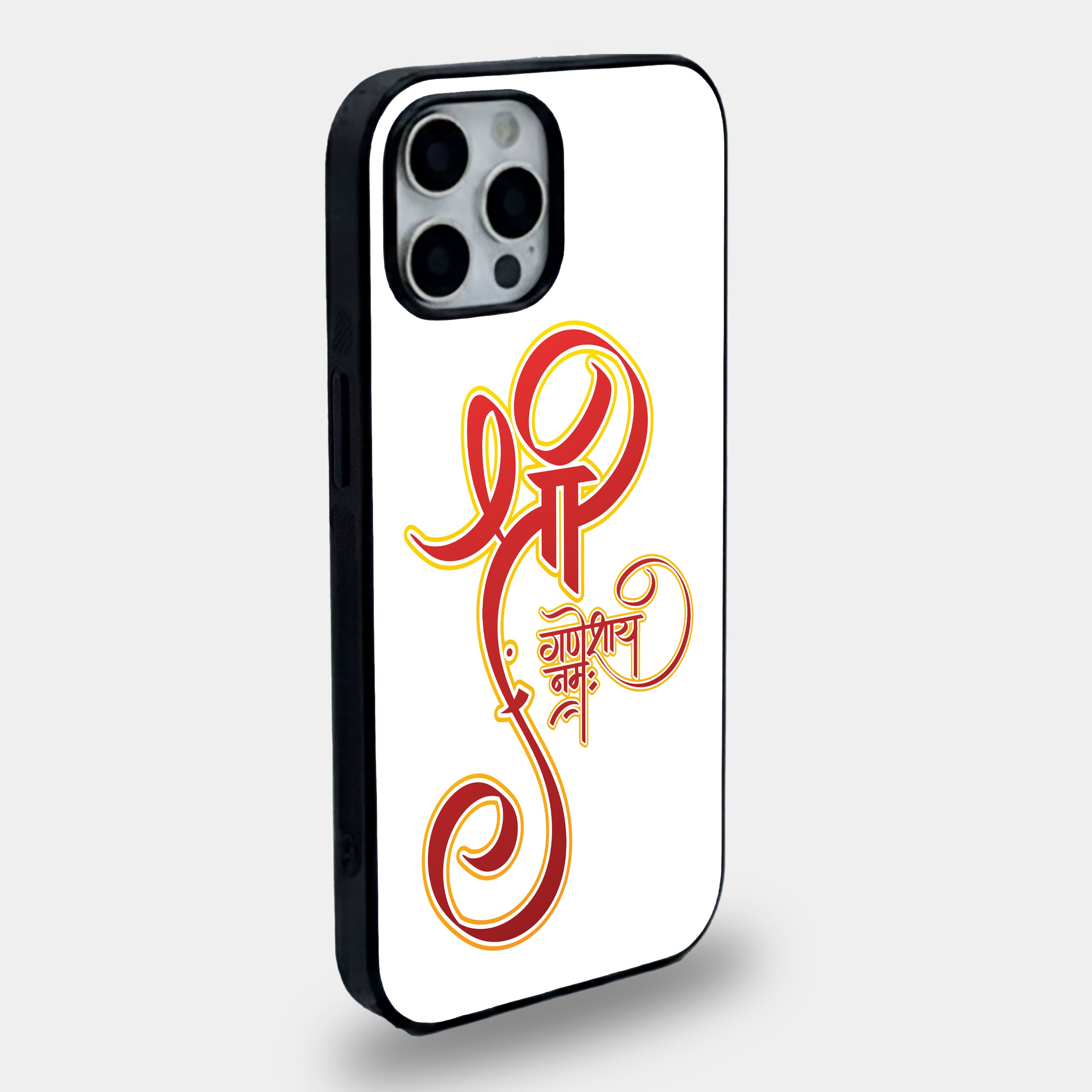 Shri Ganesha Calligraphy | Premium Glass iPhone Mobile Cover Case