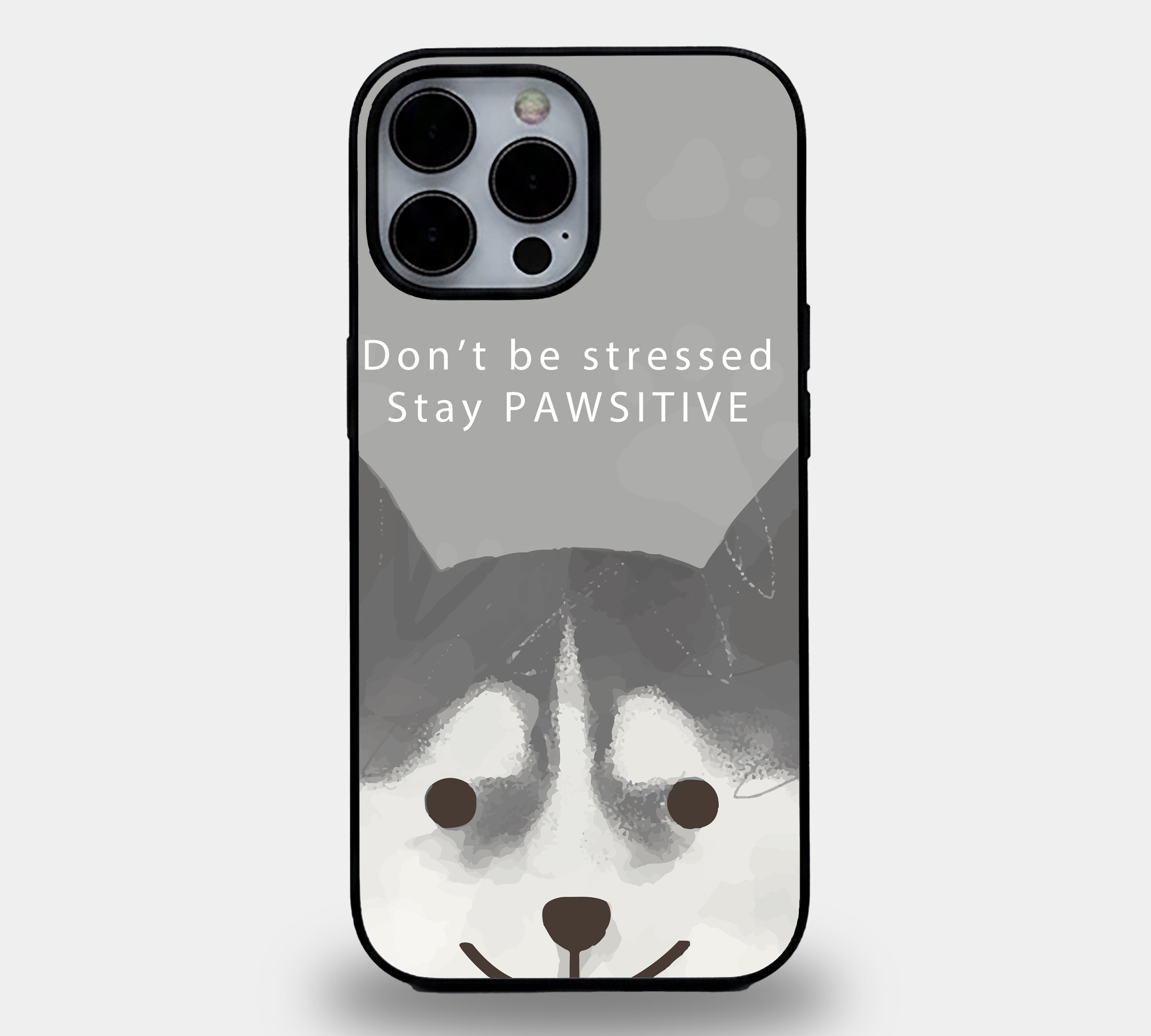 Monochrome Husky Smile | Premium Glass iPhone Mobile Cover Case