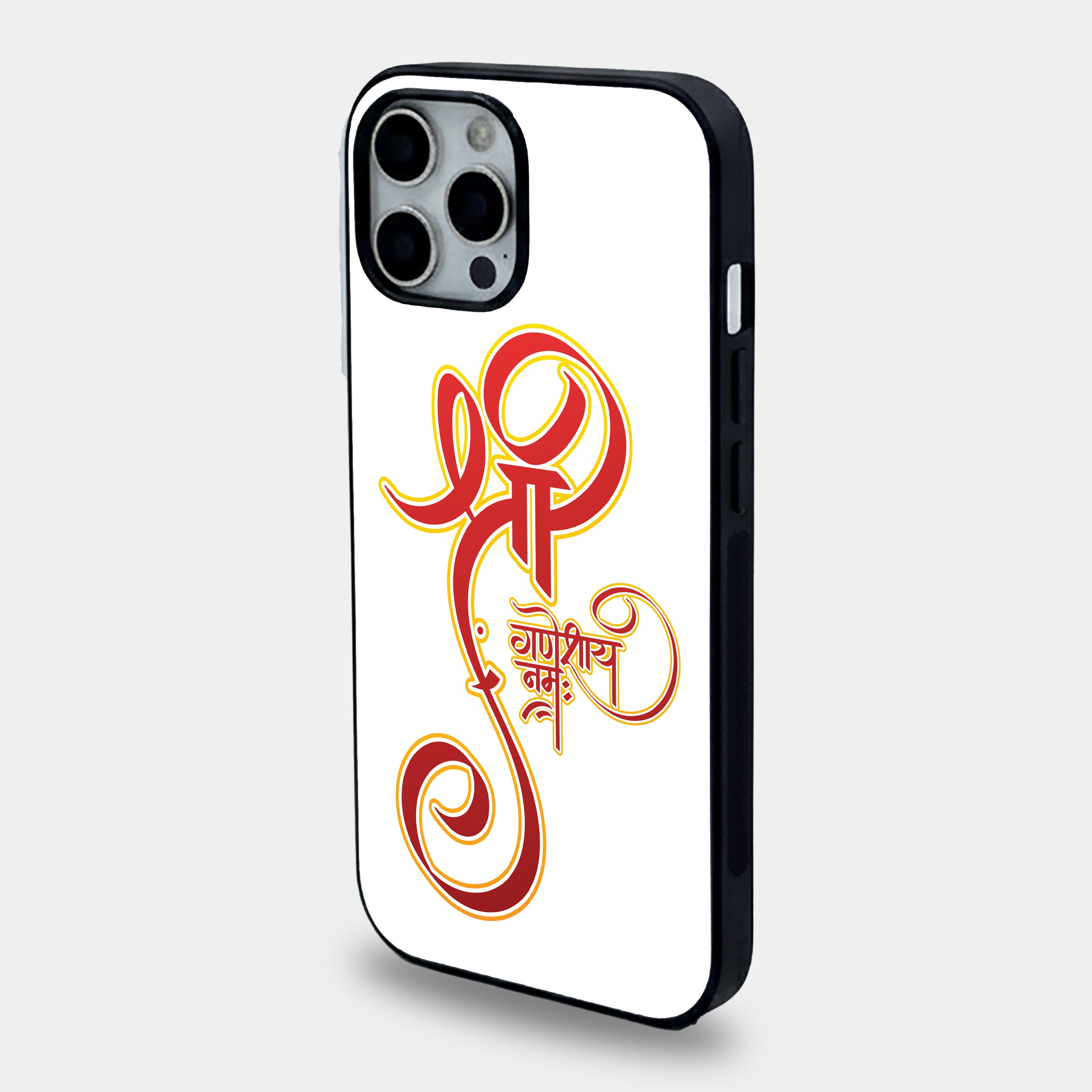 Shri Ganesha Calligraphy | Premium Glass iPhone Mobile Cover Case