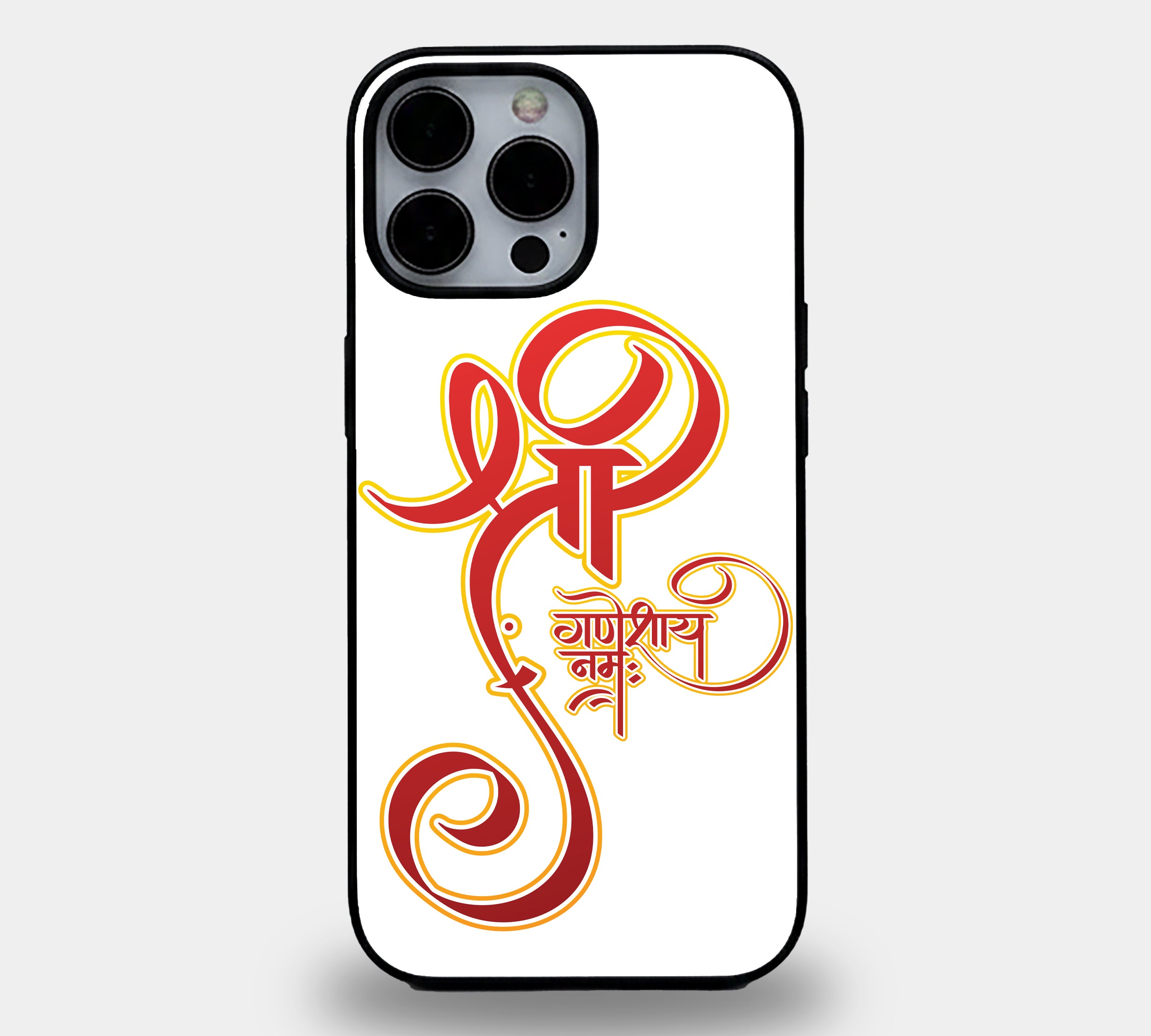 Shri Ganesha Calligraphy | Premium Glass iPhone Mobile Cover Case