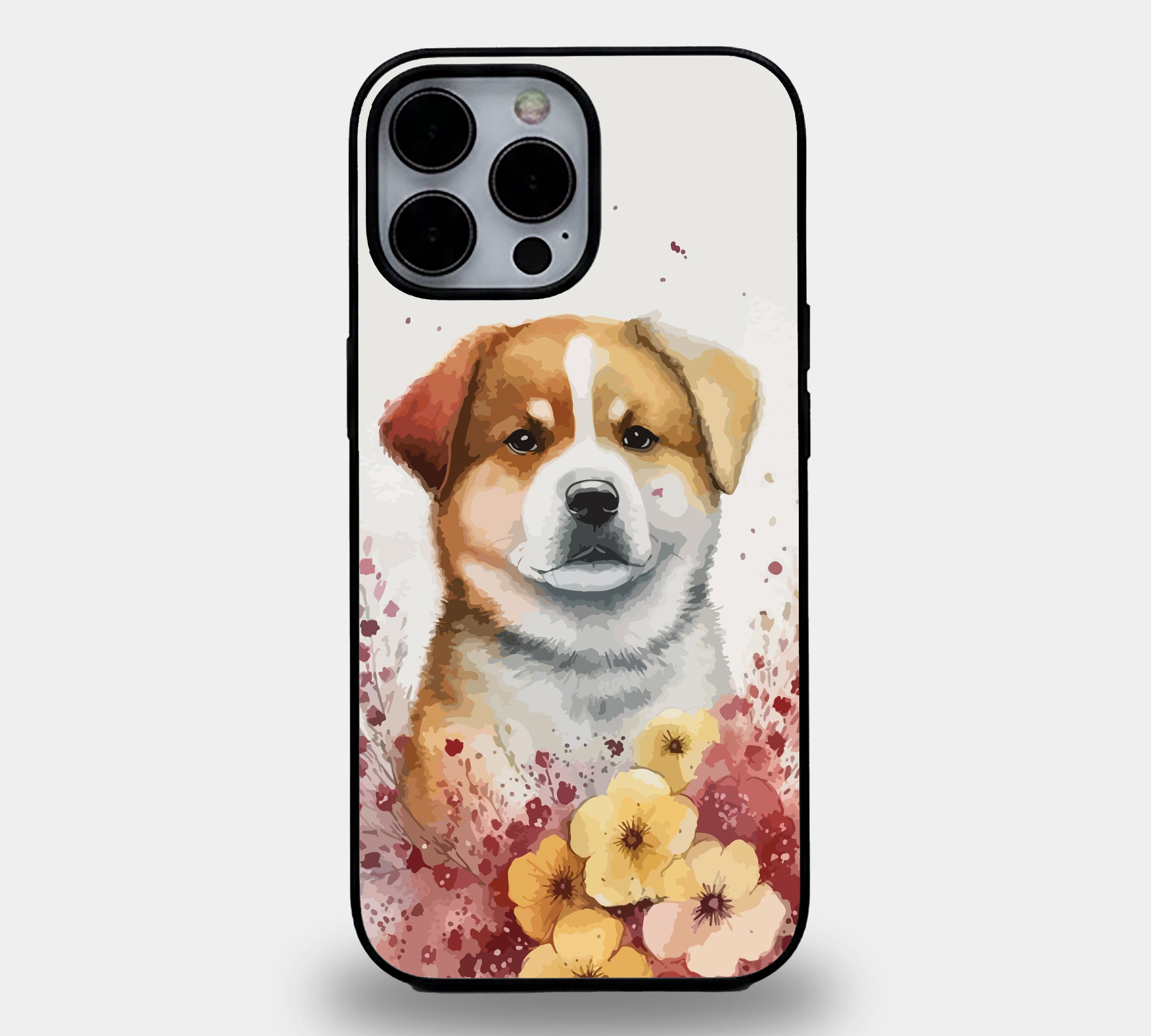 Vintage Floral Dog | Premium Glass iPhone Mobile Cover Case