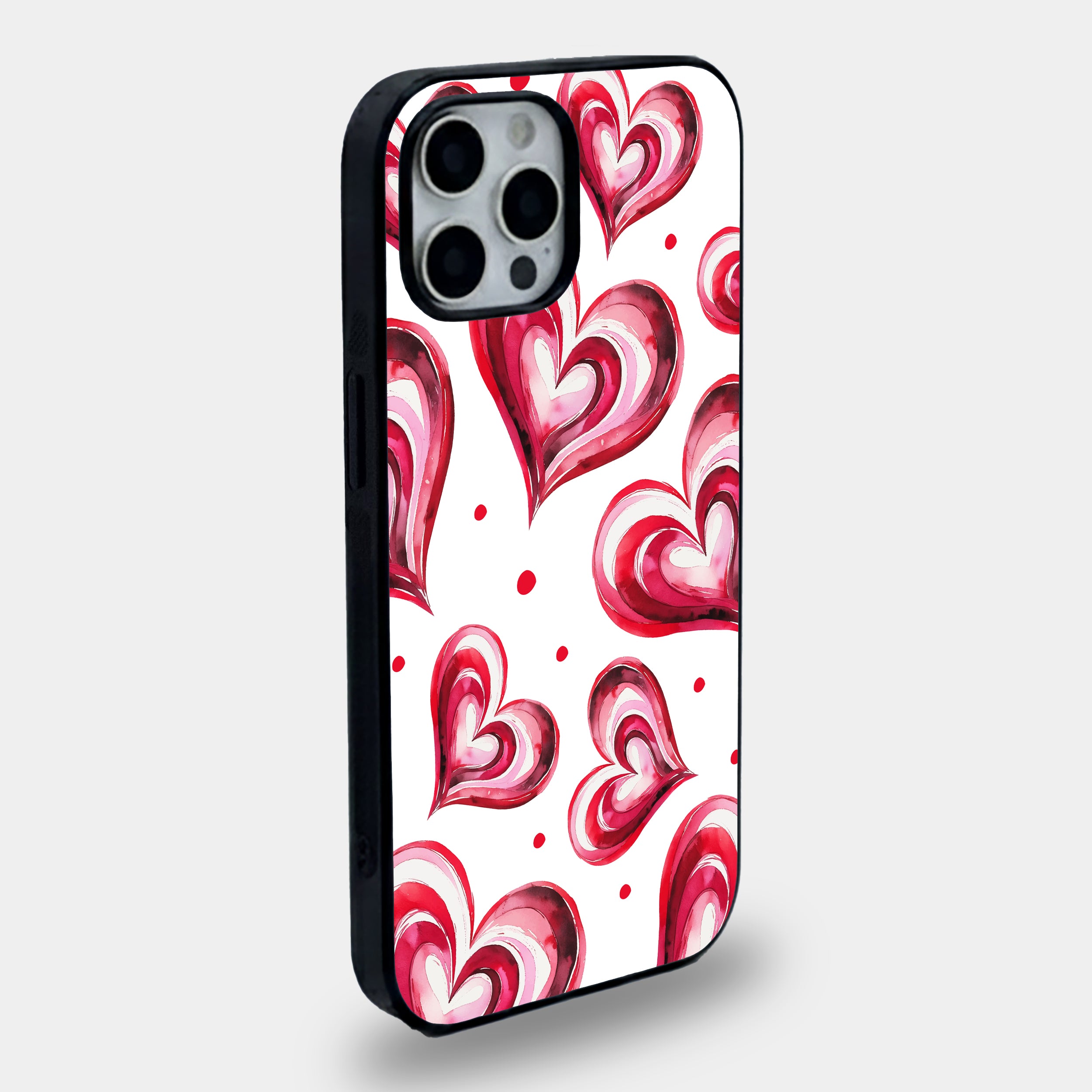 Vibrant Watercolor Layered Hearts | Premium Glass iPhone Mobile Cover Case