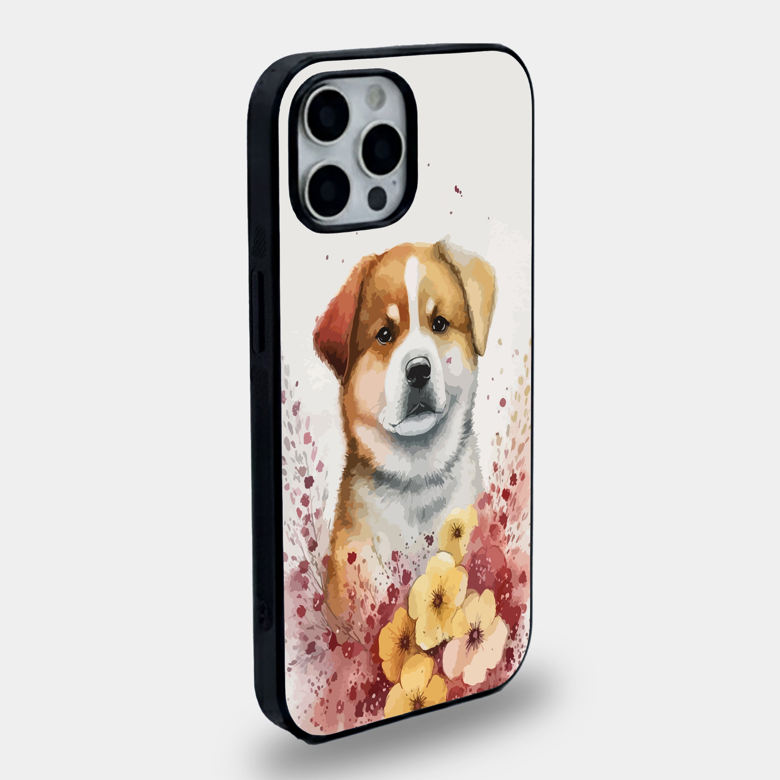 Vintage Floral Dog | Premium Glass iPhone Mobile Cover Case