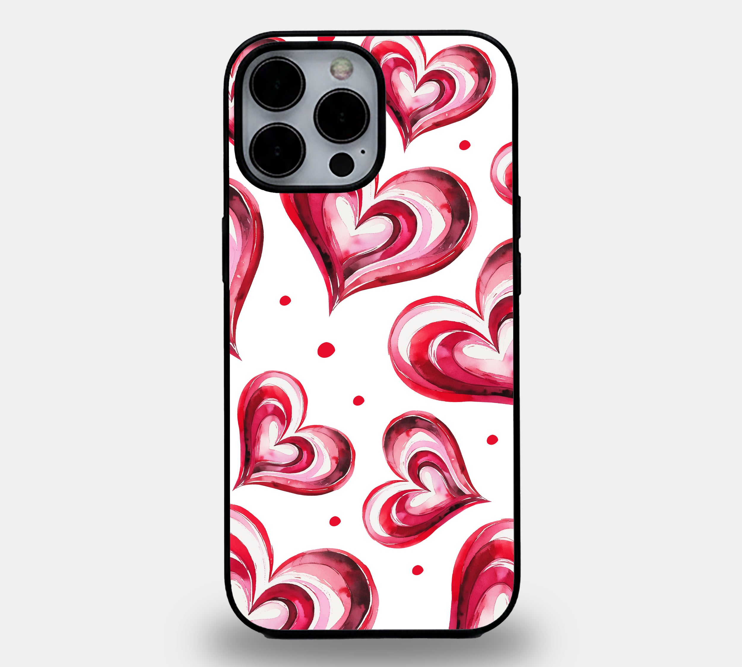 Vibrant Watercolor Layered Hearts | Premium Glass iPhone Mobile Cover Case