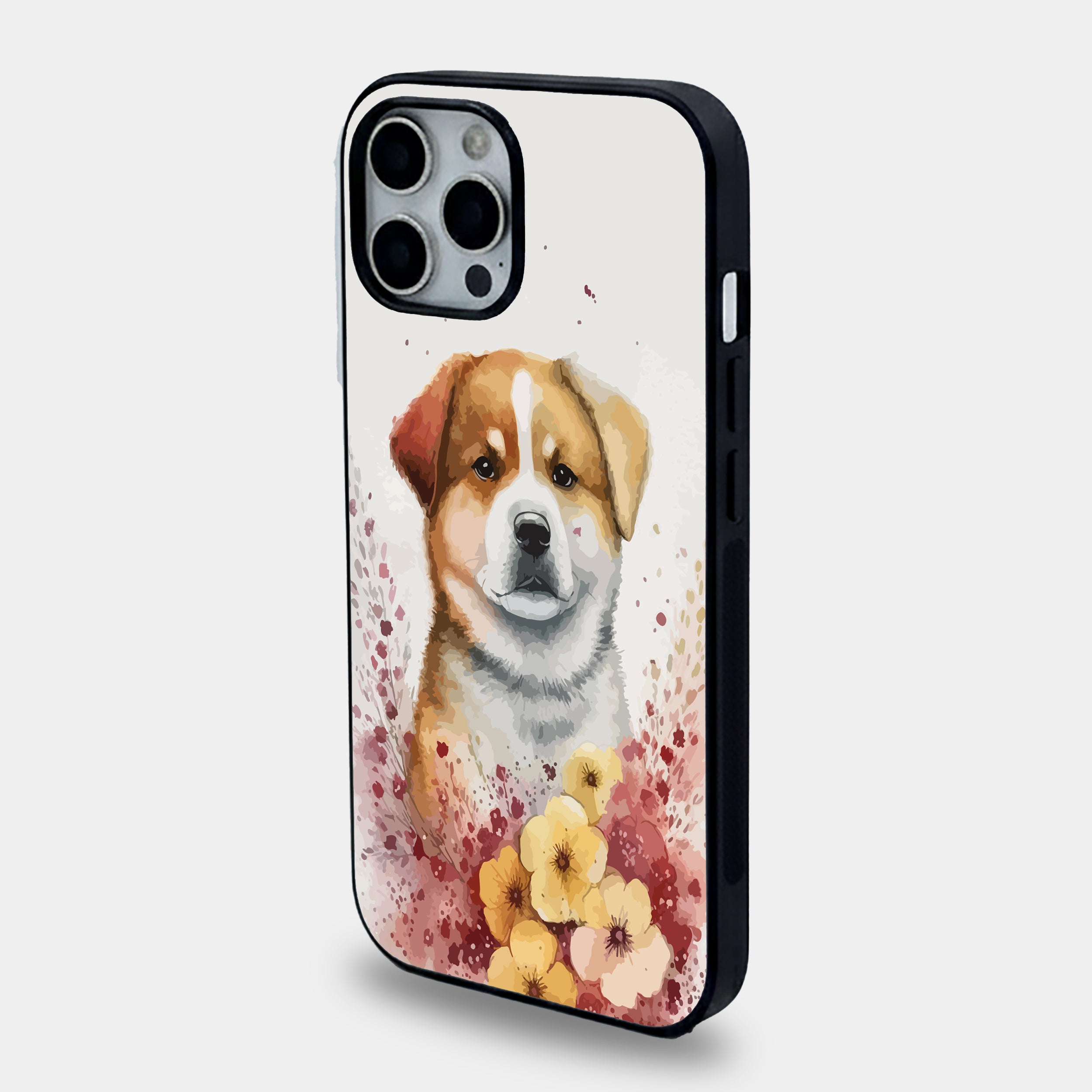 Vintage Floral Dog | Premium Glass iPhone Mobile Cover Case