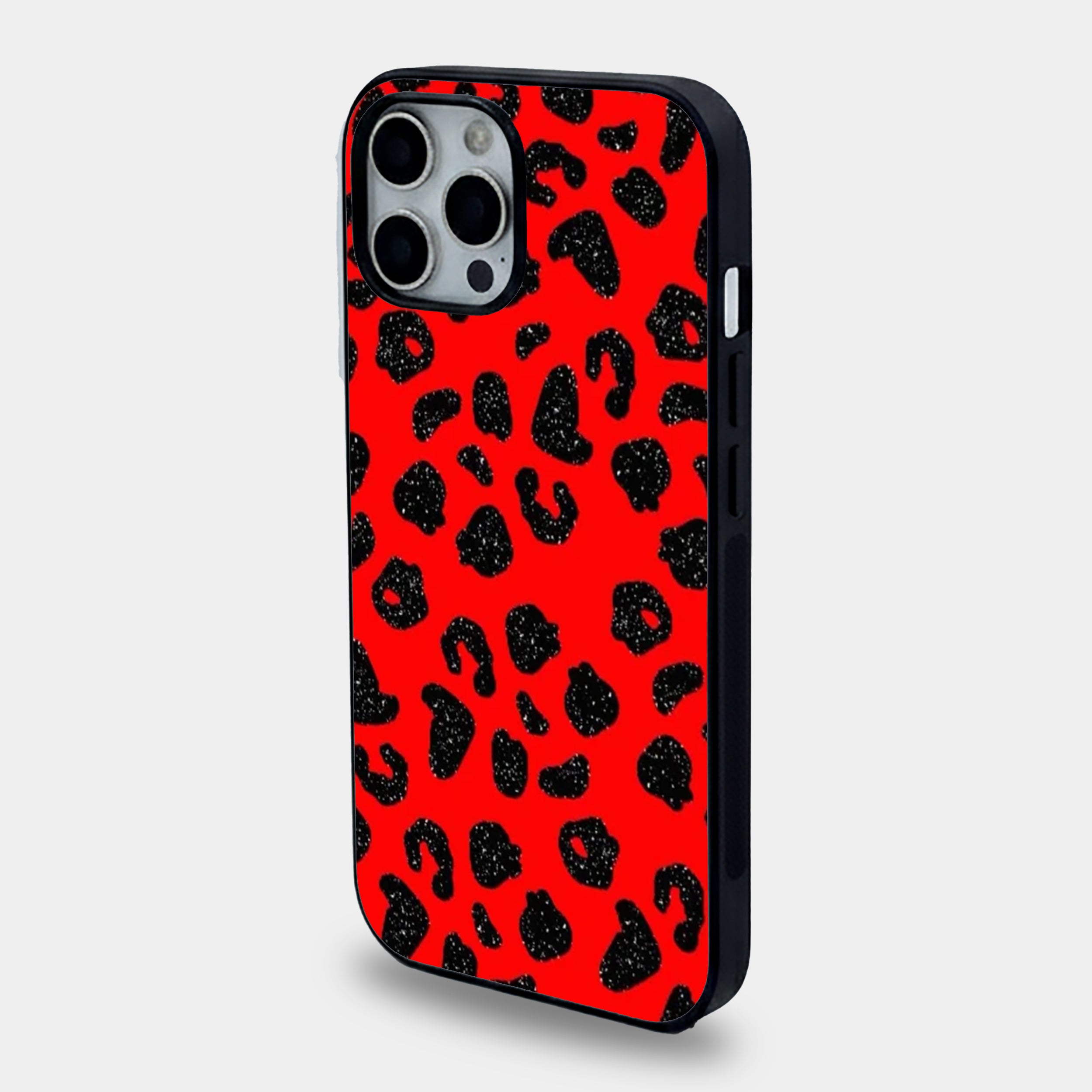 Red Black Leopard Print | Premium Glass iPhone & Samsung Mobile Cover Case