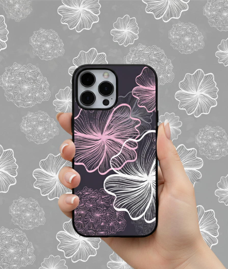 Abstract Floral Line Art | Premium Glass iPhone Mobile Cover Case