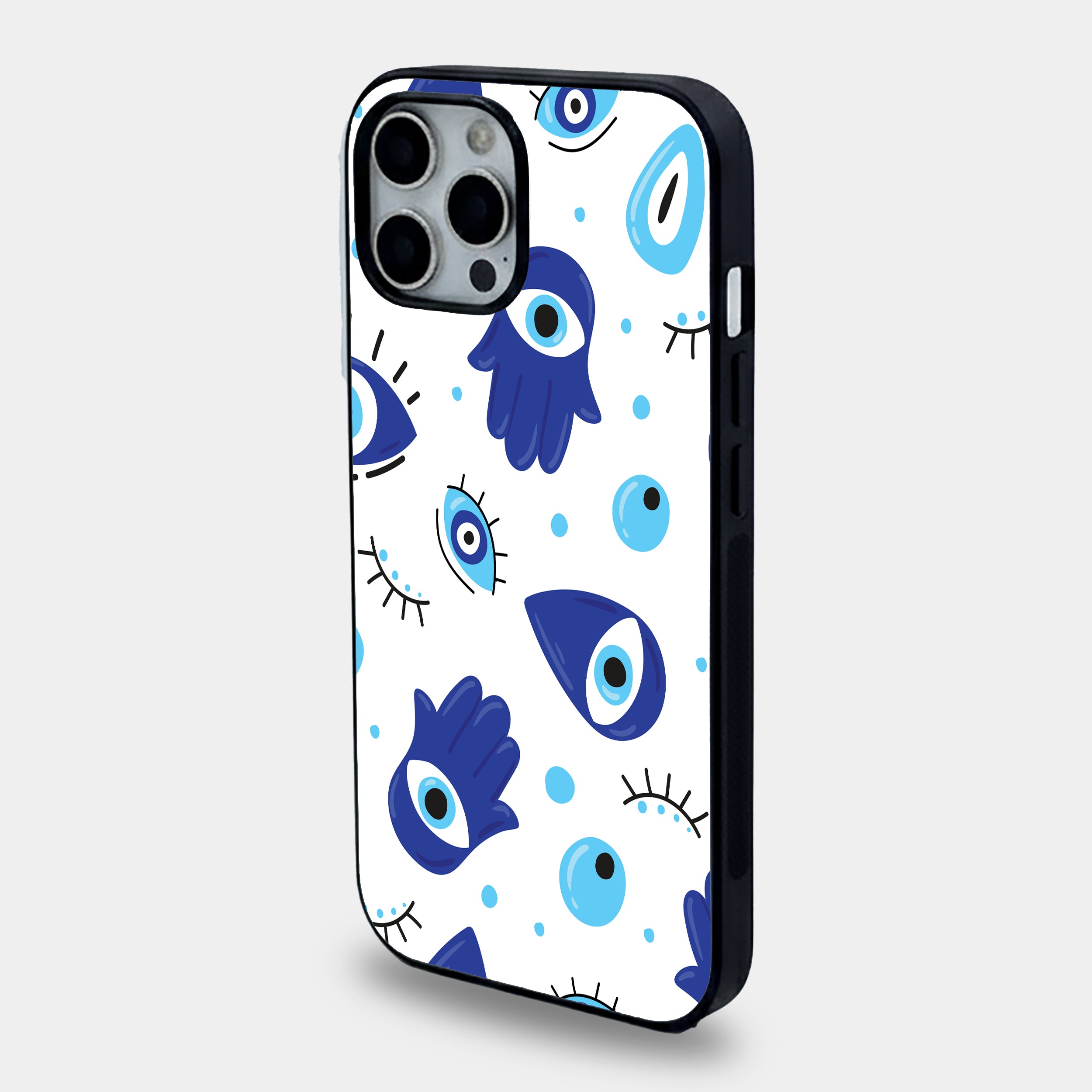 Hamsa Hand & Evil Eye Pattern | Premium Glass iPhone Mobile Cover Case
