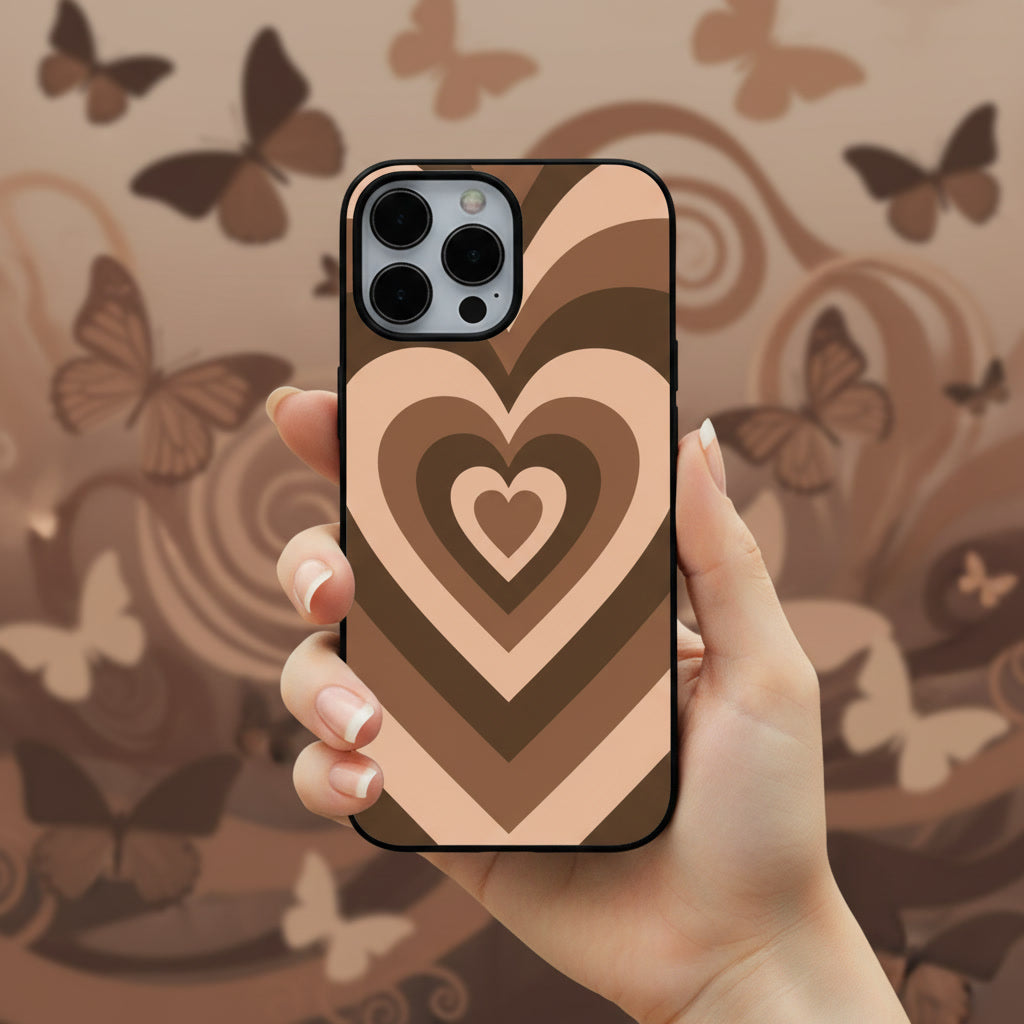 Retro Espresso Heart | Premium Glass iPhone & Samsung Mobile Cover Case