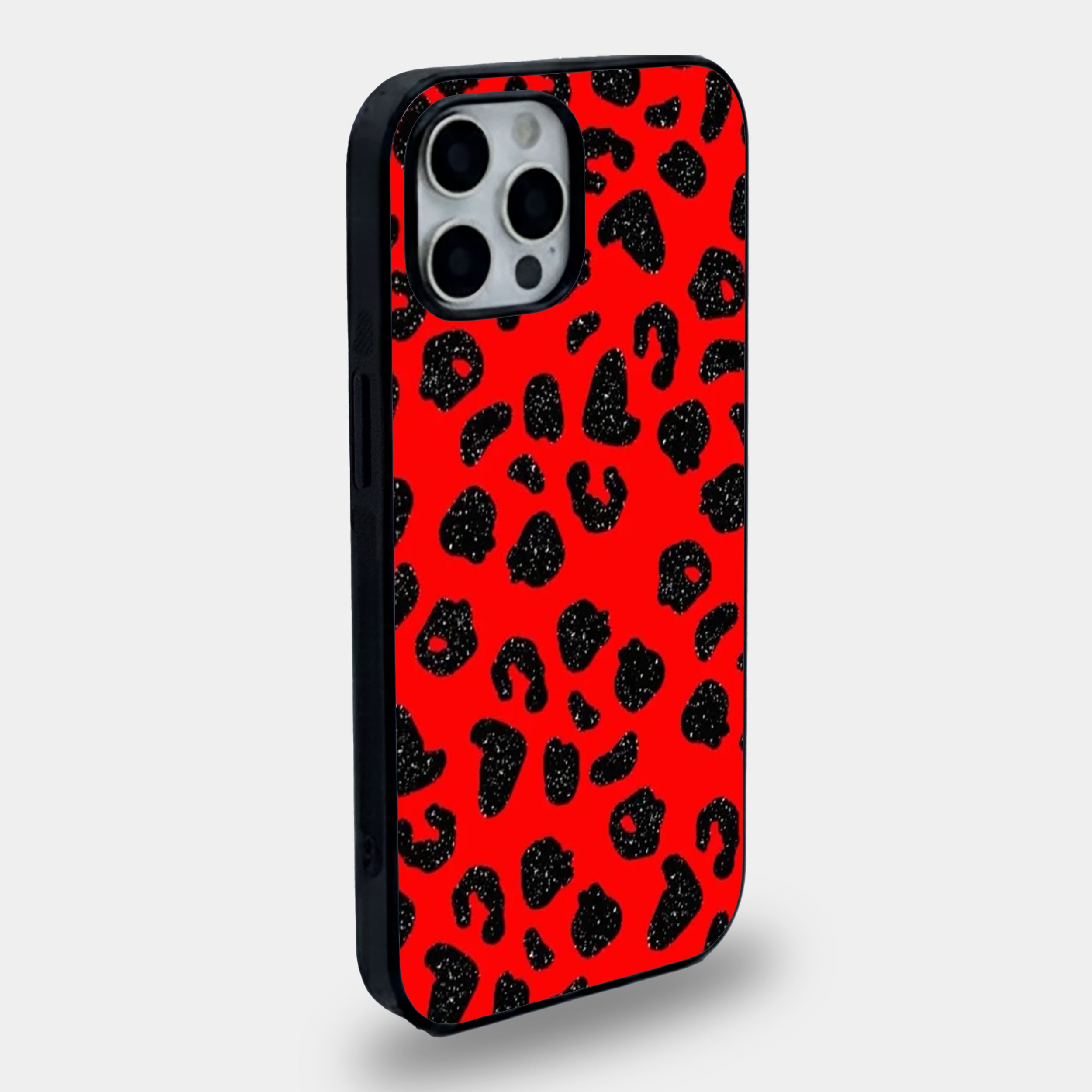 Red Black Leopard Print | Premium Glass iPhone & Samsung Mobile Cover Case