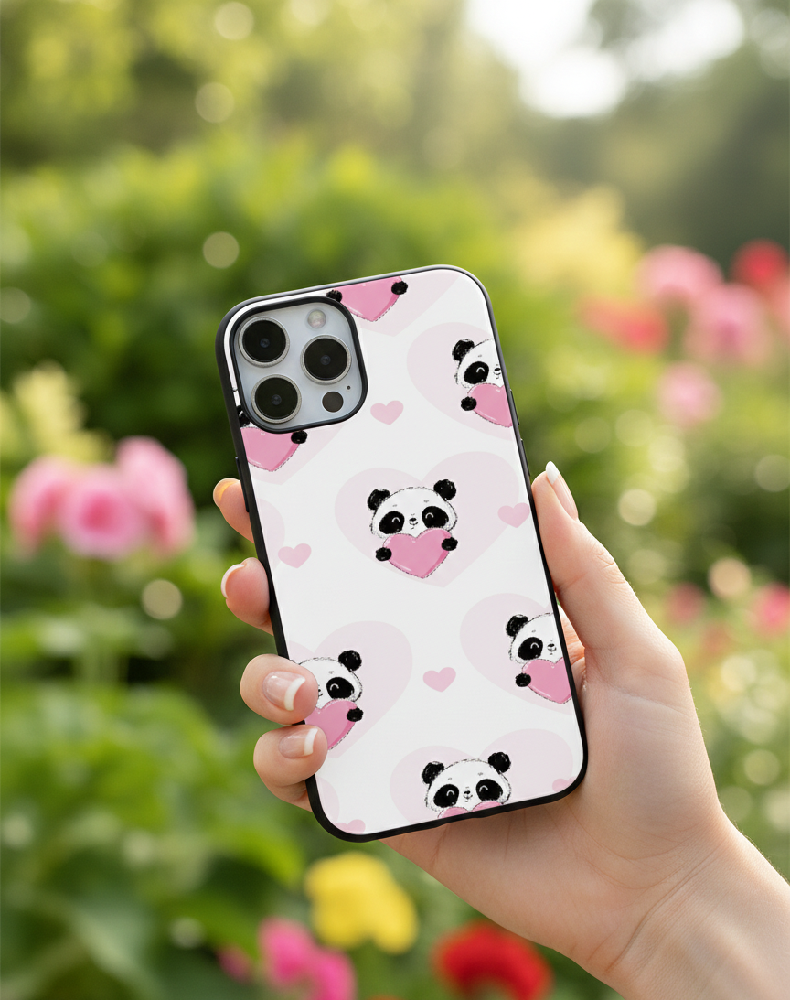 The Heart-Holding Panda | Premium Glass iPhone & Samsung Mobile Cover Case