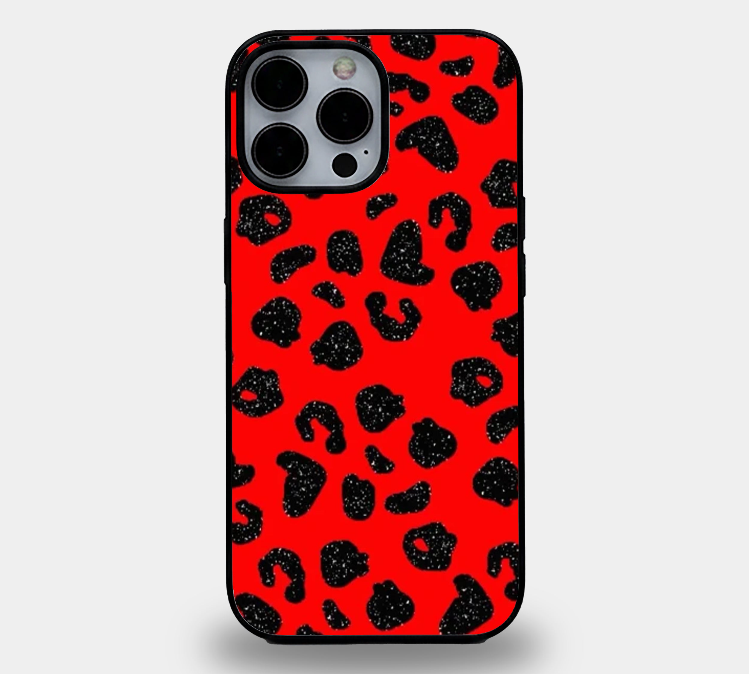 Red Black Leopard Print | Premium Glass iPhone & Samsung Mobile Cover Case