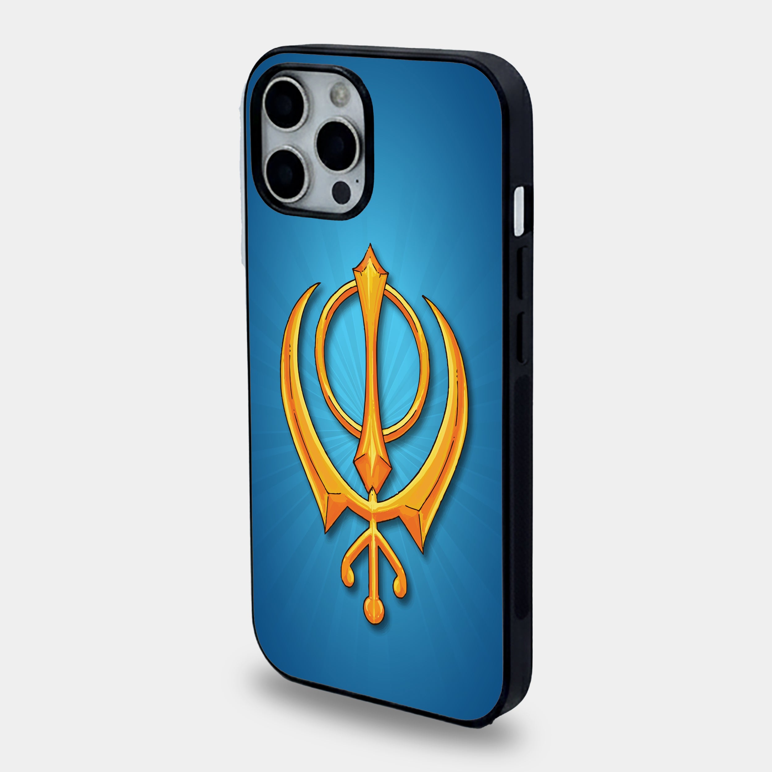 Golden Khanda Sikh Symbol | Premium Glass iPhone Mobile Cover Case