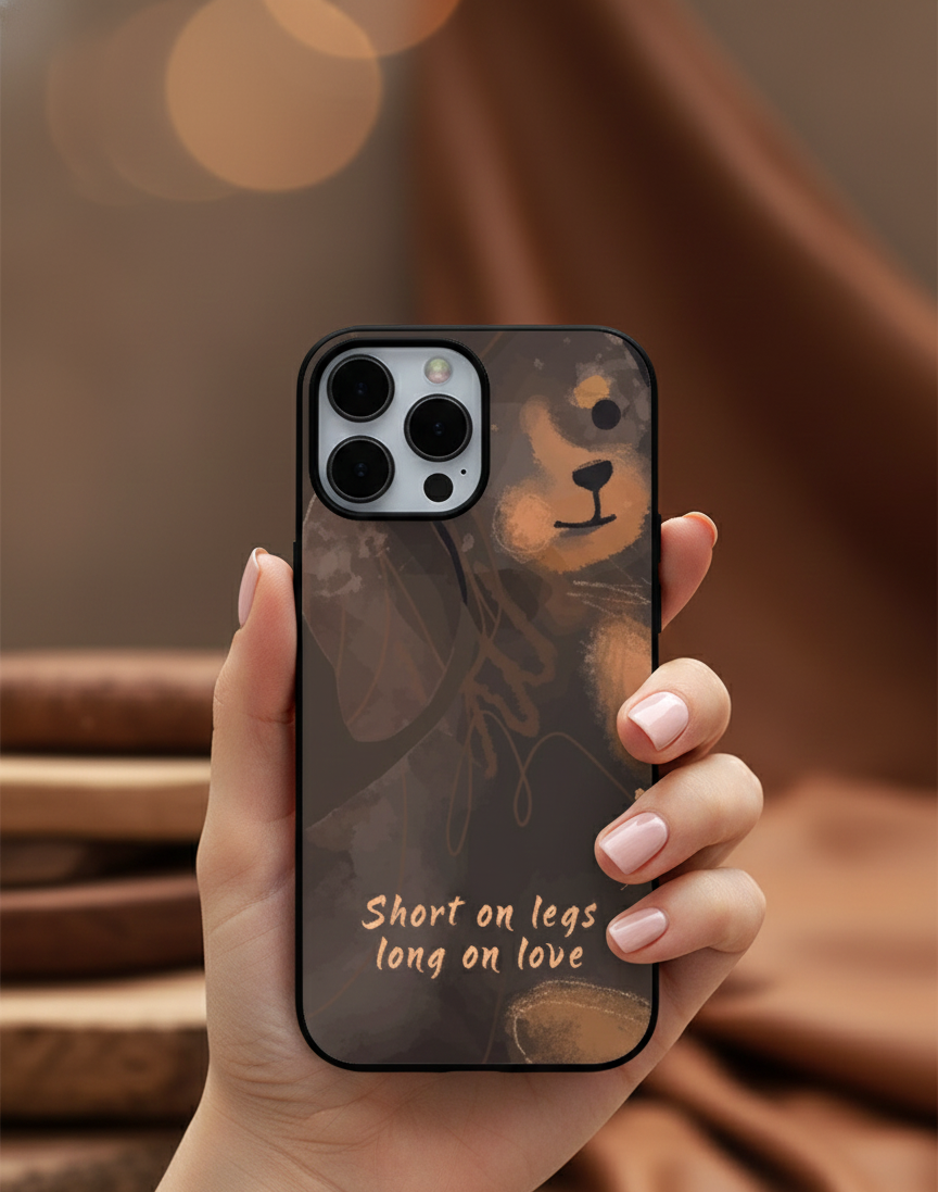 "Short on Legs, Long on Love" Dachshund Watercolor | Premium Glass iPhone Mobile Cover Case