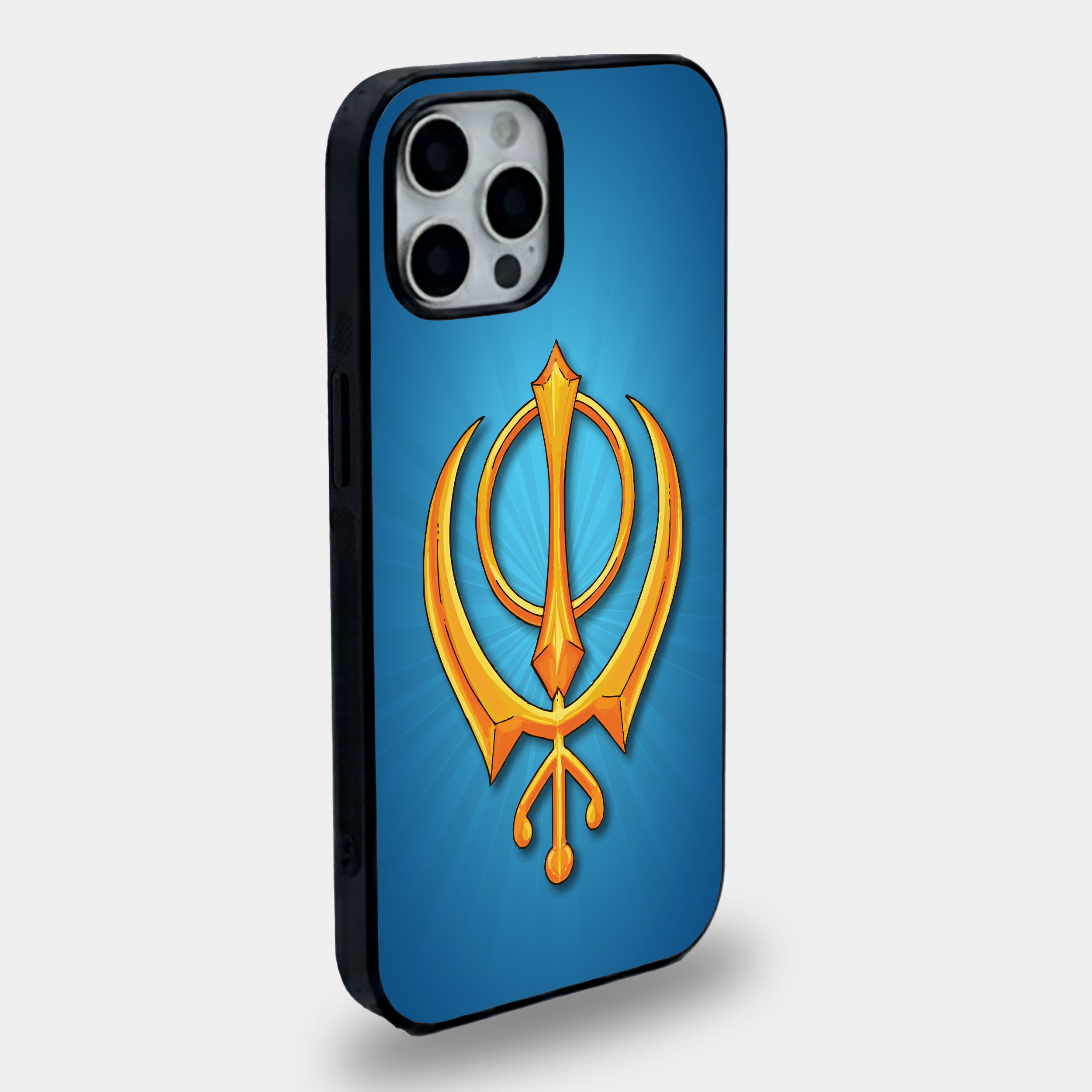 Golden Khanda Sikh Symbol | Premium Glass iPhone Mobile Cover Case