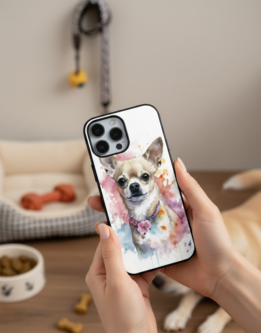 Watercolor Chihuahua | Premium Glass iPhone & Samsung Mobile Cover Case