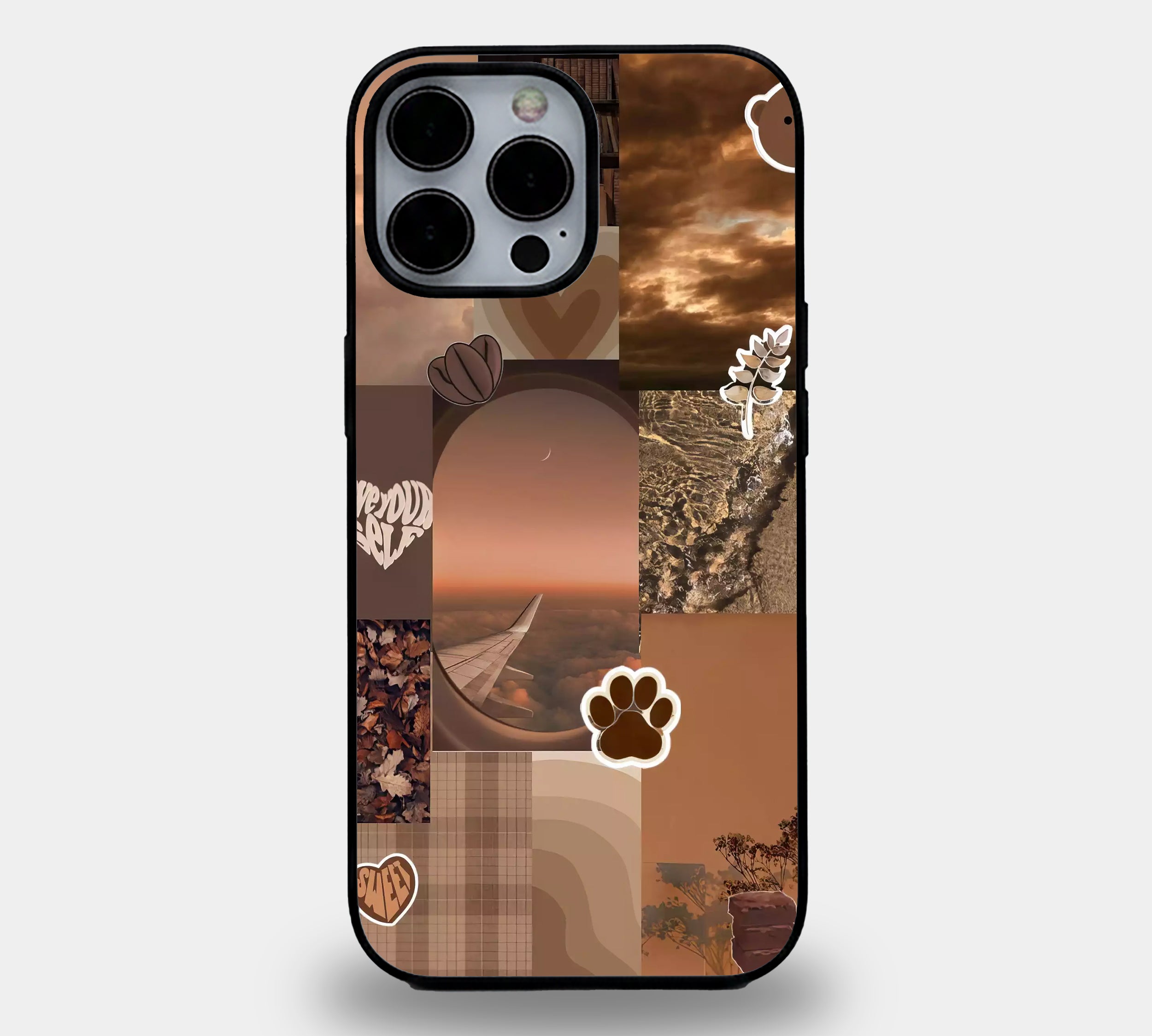 Vintage Brown Aesthetic Collage | Premium Glass iPhone & Samsung Mobile Cover Case