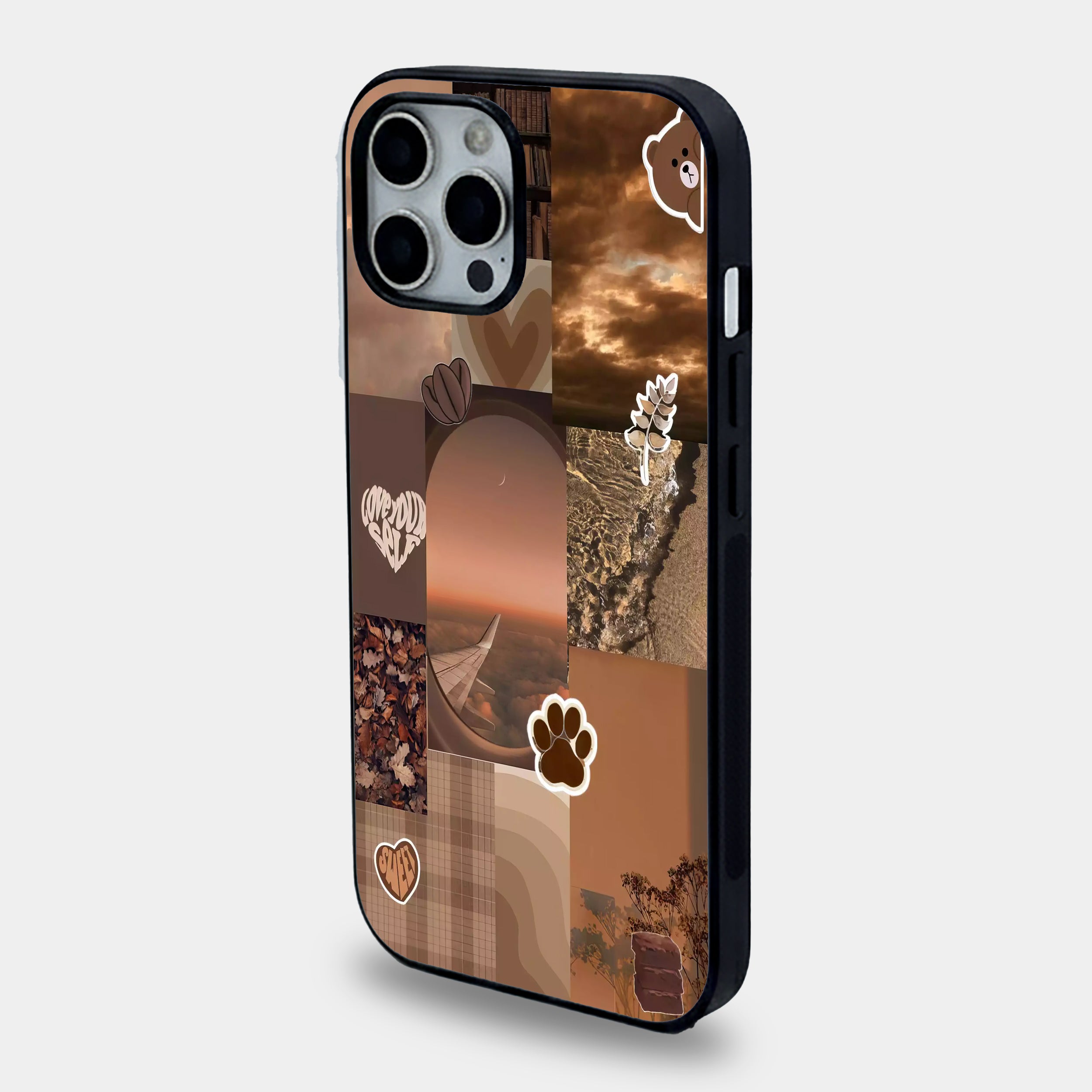 Vintage Brown Aesthetic Collage | Premium Glass iPhone & Samsung Mobile Cover Case