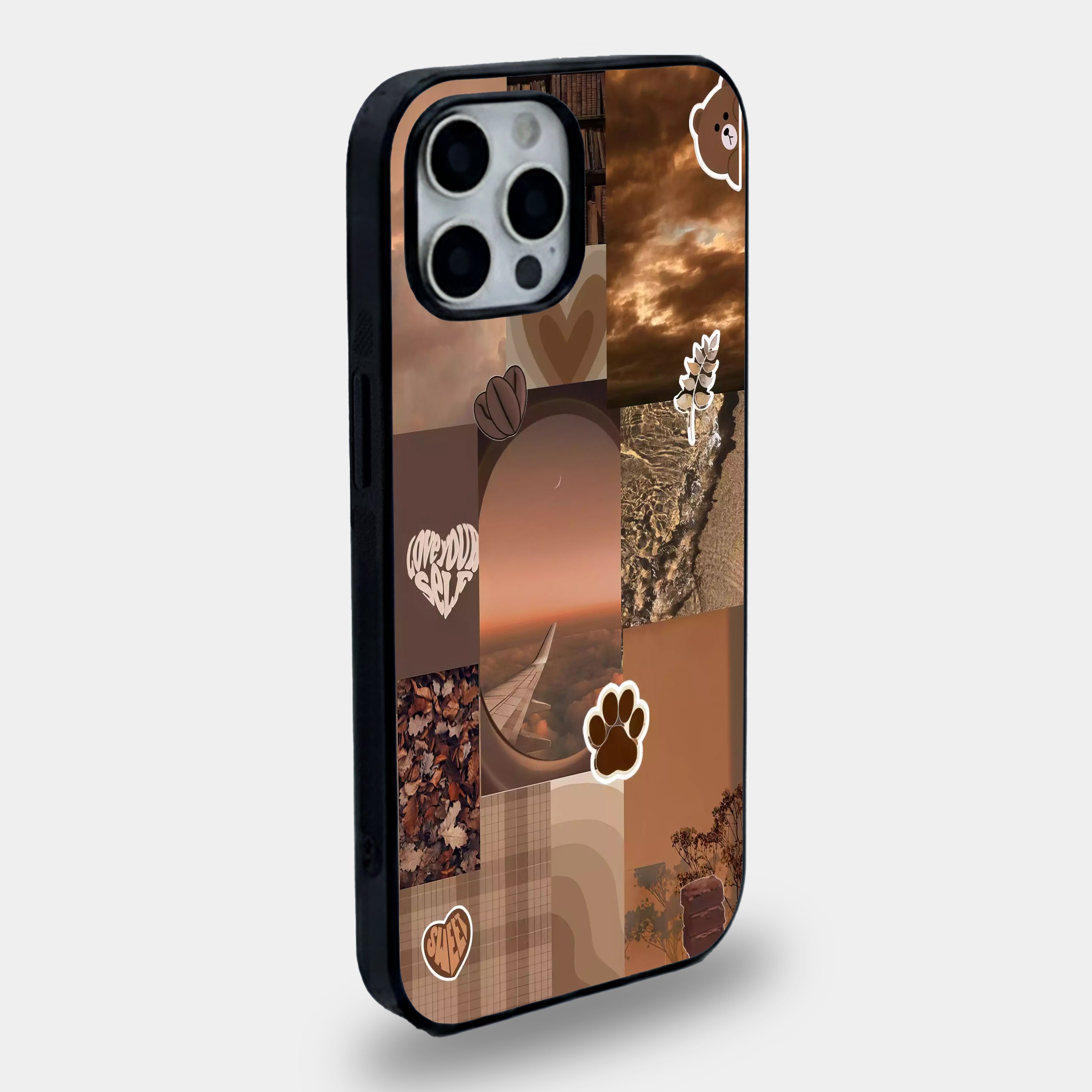 Vintage Brown Aesthetic Collage | Premium Glass iPhone & Samsung Mobile Cover Case