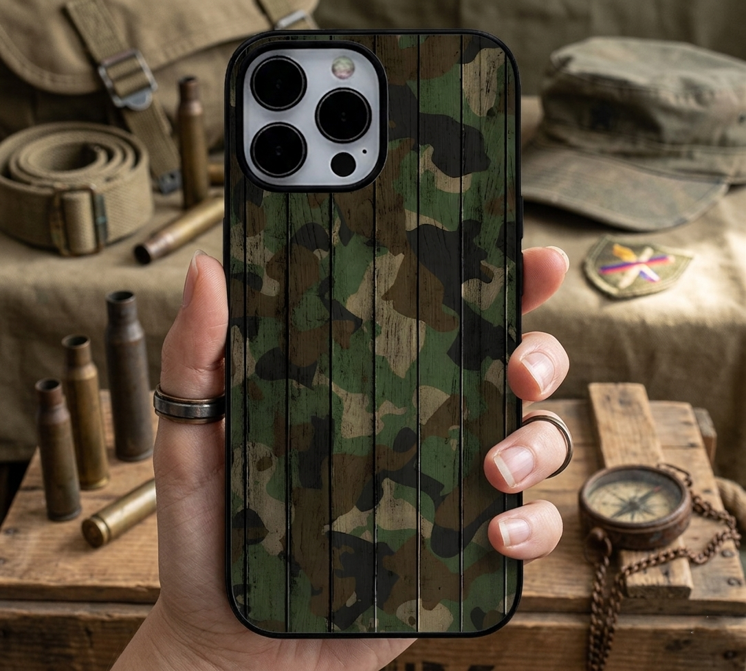 Camouflage Wood Panel Case