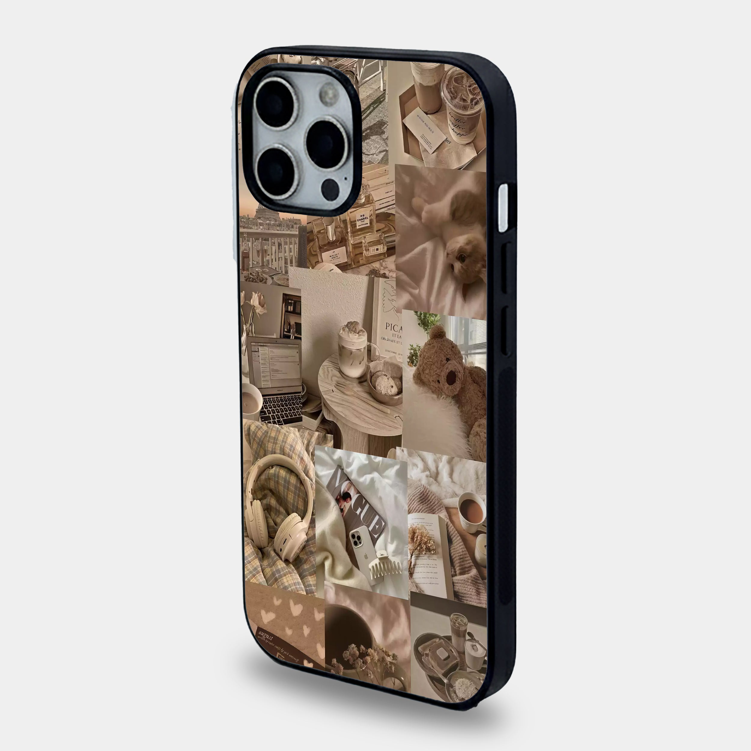 Brown Aesthetic Collage | Premium Glass iPhone & Samsung Mobile Cover Case