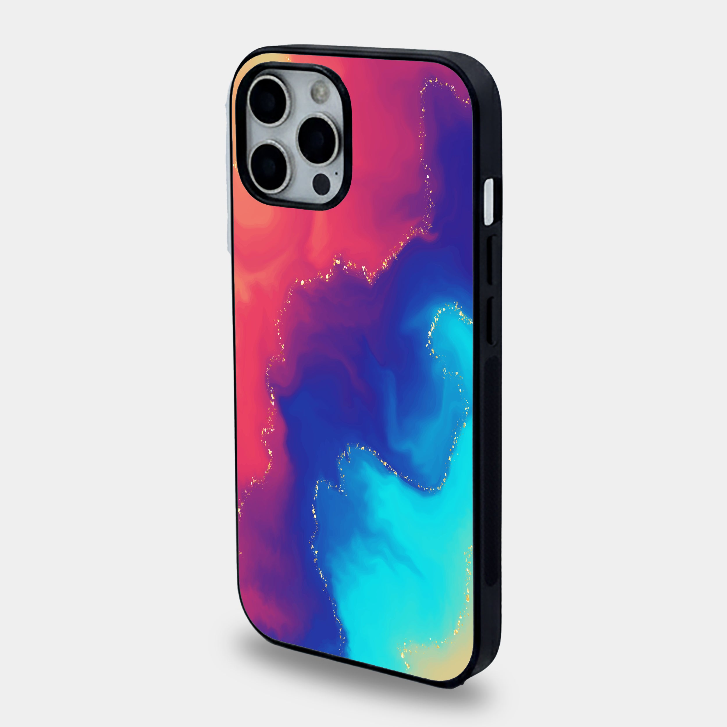 Celestial Tide Gold-Veined Abstract Fluid Art | Premium Glass iPhone Mobile Cover Case