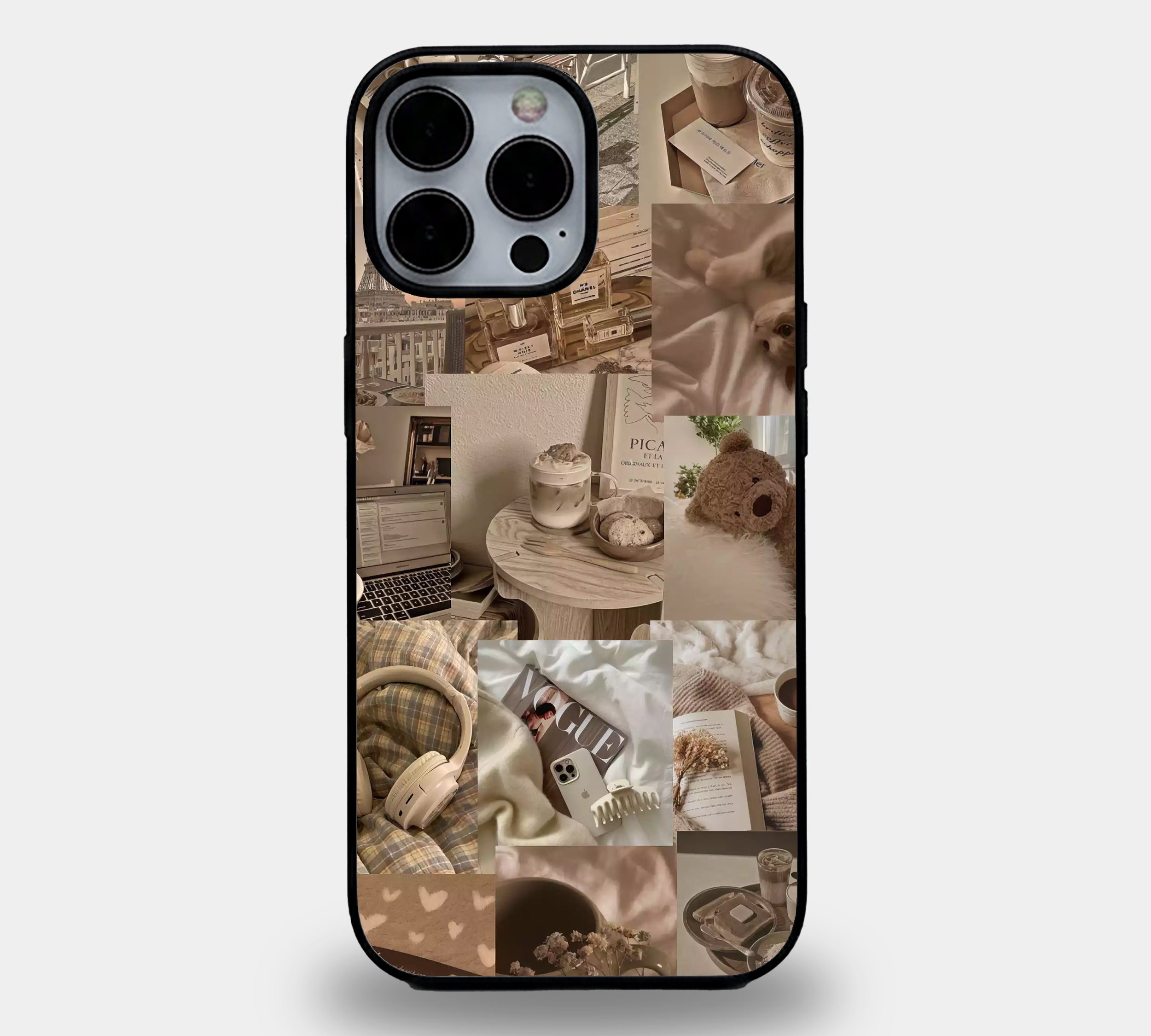 Brown Aesthetic Collage | Premium Glass iPhone & Samsung Mobile Cover Case