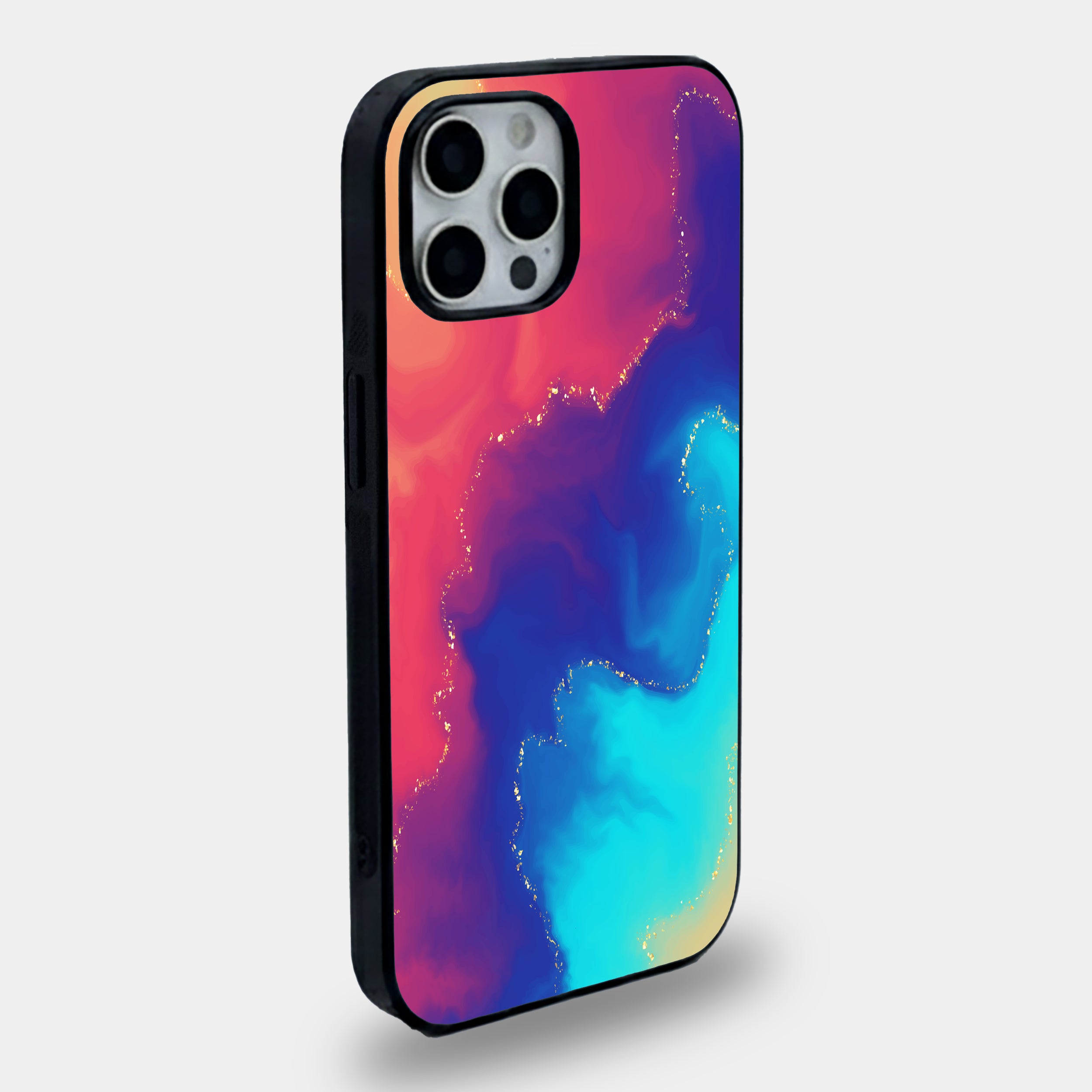 Celestial Tide Gold-Veined Abstract Fluid Art | Premium Glass iPhone Mobile Cover Case