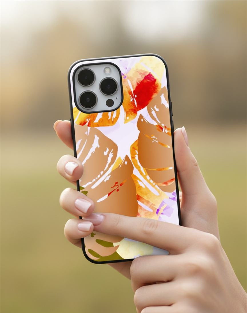 Abstract Tropical Monstera Leaf | Premium Glass iPhone Mobile Cover Case