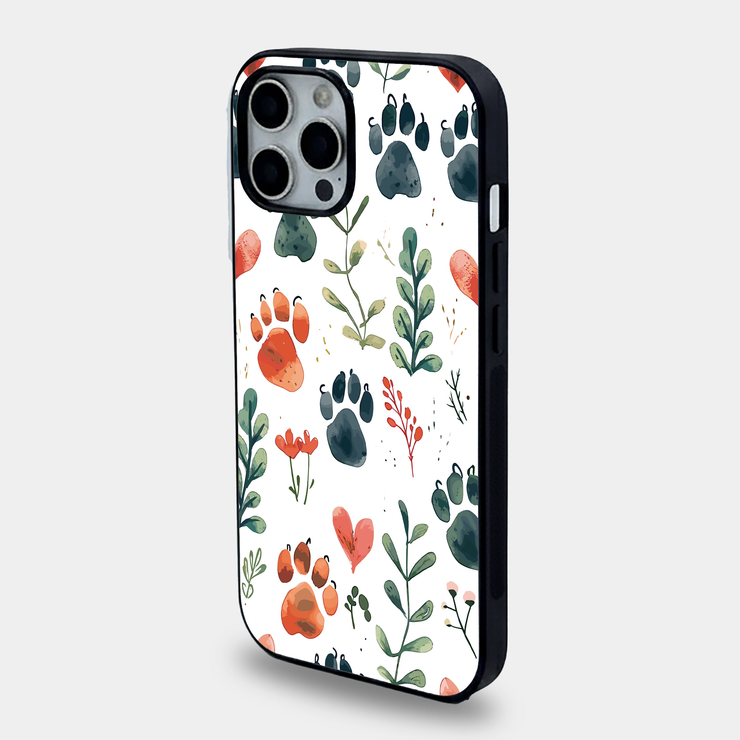 Dog Paws & Botanical | Premium Glass iPhone & Samsung Mobile Cover Case
