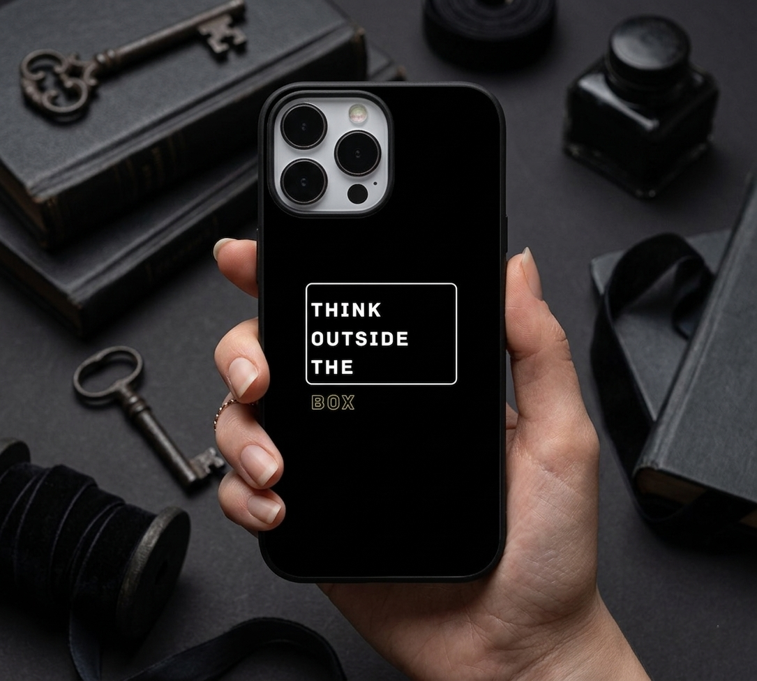 "Think Outside The Box" | Premium Glass iPhone & Samsung Mobile Cover Case