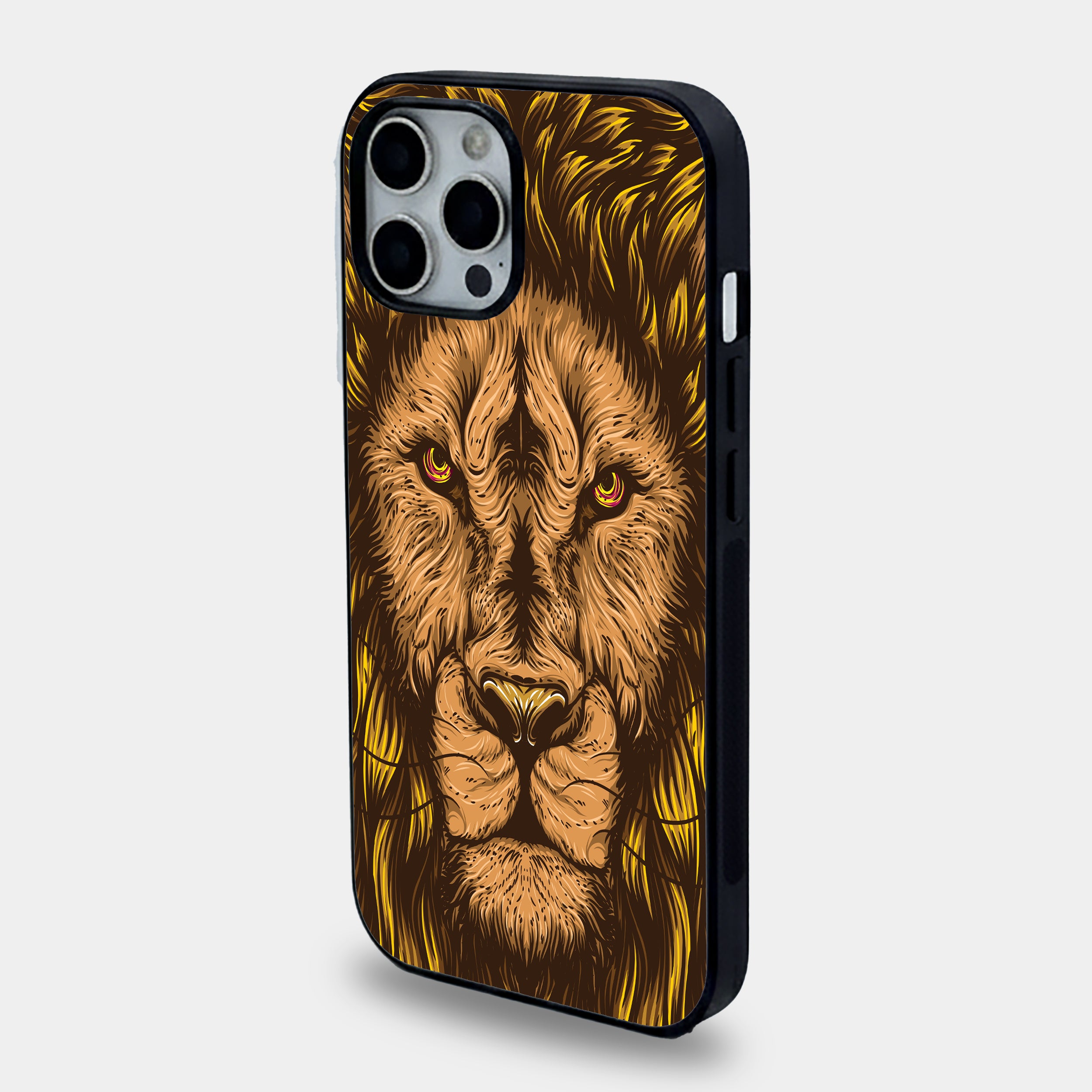 Golden Fierce Lion King | Premium Glass iPhone Mobile Cover Case