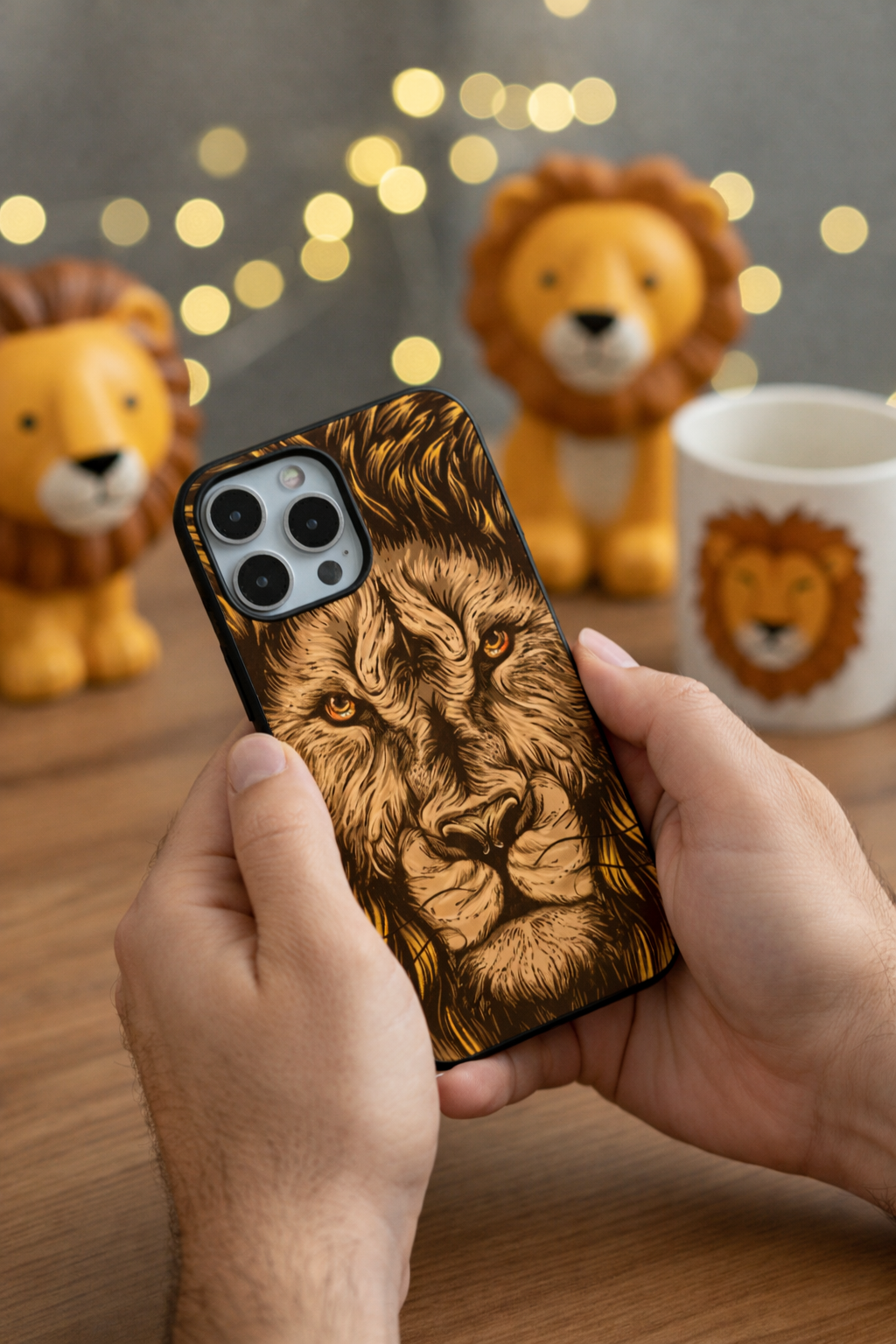 Golden Fierce Lion King | Premium Glass iPhone Mobile Cover Case